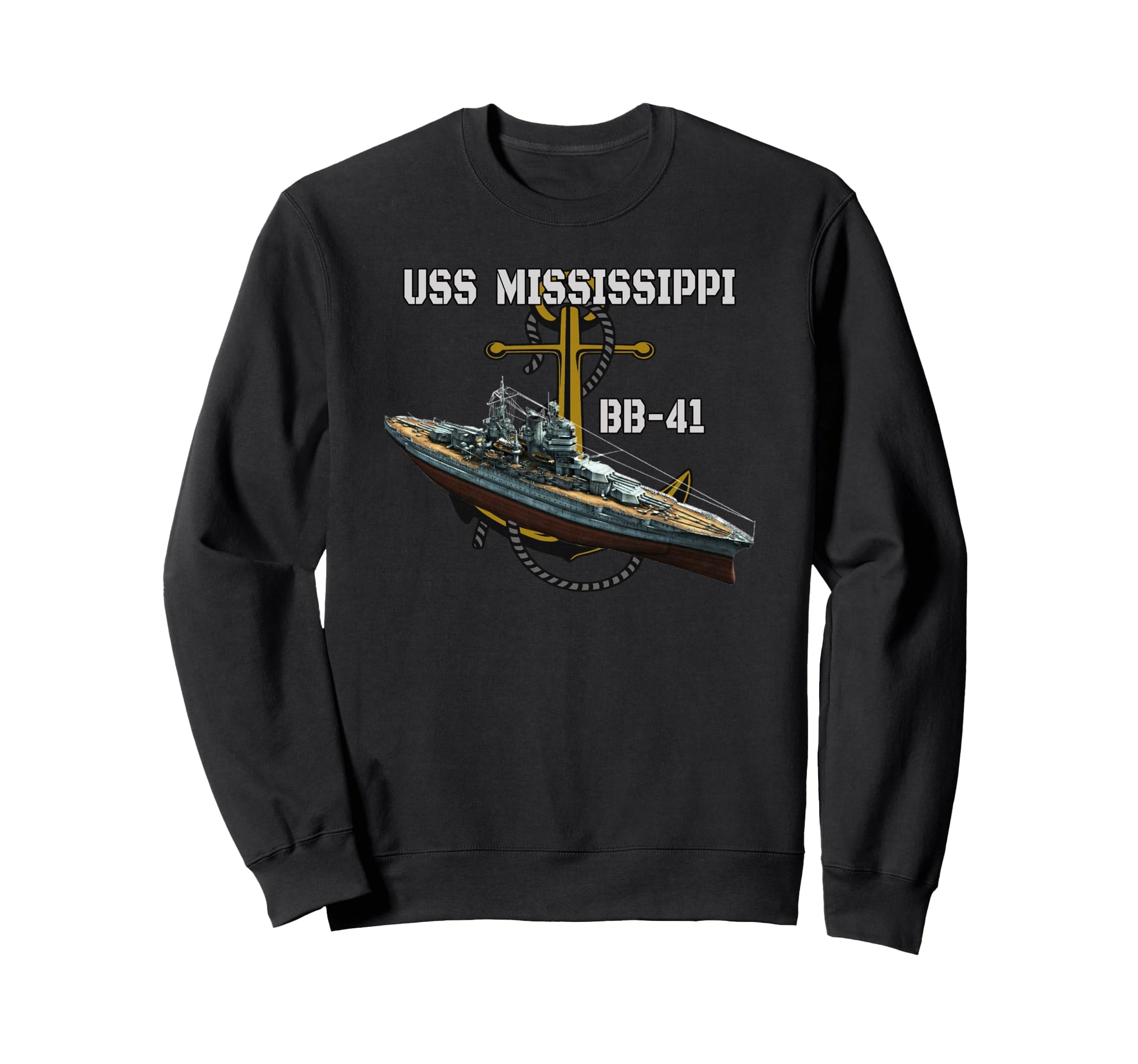 Uss Mississippi Bb 41 Battleship Sweatshirt - Minimalist Print Men Women - T-Shirt, Sweatshirt, Hoodie