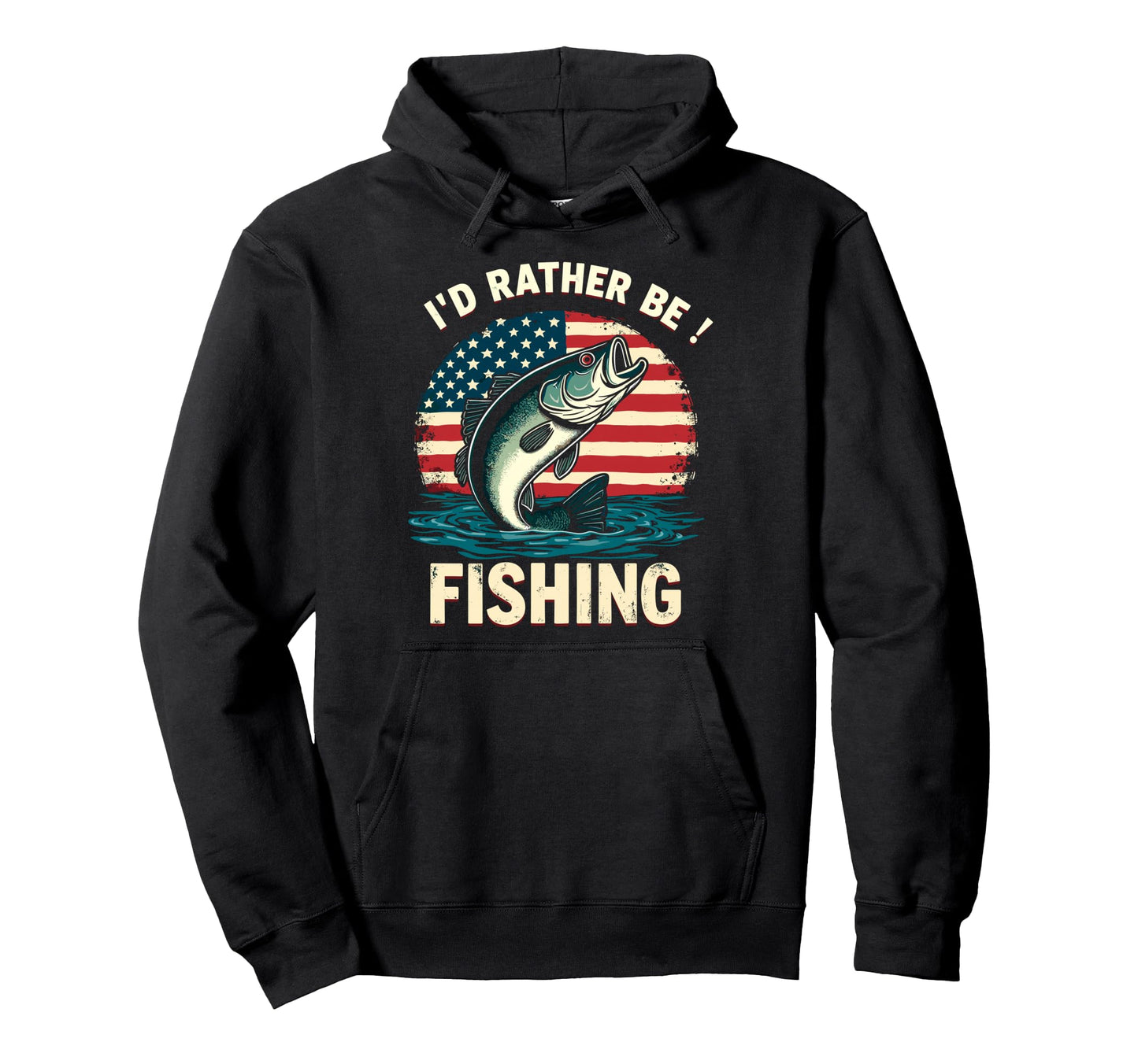 Usa American Flag Id Rather Be Fishing Fish Hoodie - Trendy Graphic Unisex - T-Shirt, Sweatshirt, Hoodie