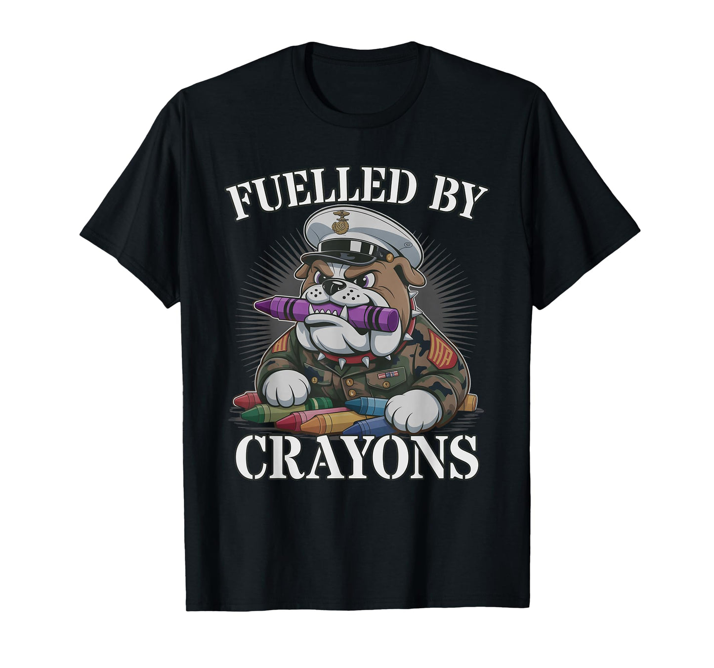 Bulldog Fuelled Crayons Squad T-Shirt - Novelty Apparel for Adults - T-Shirt, Sweatshirt, Hoodie