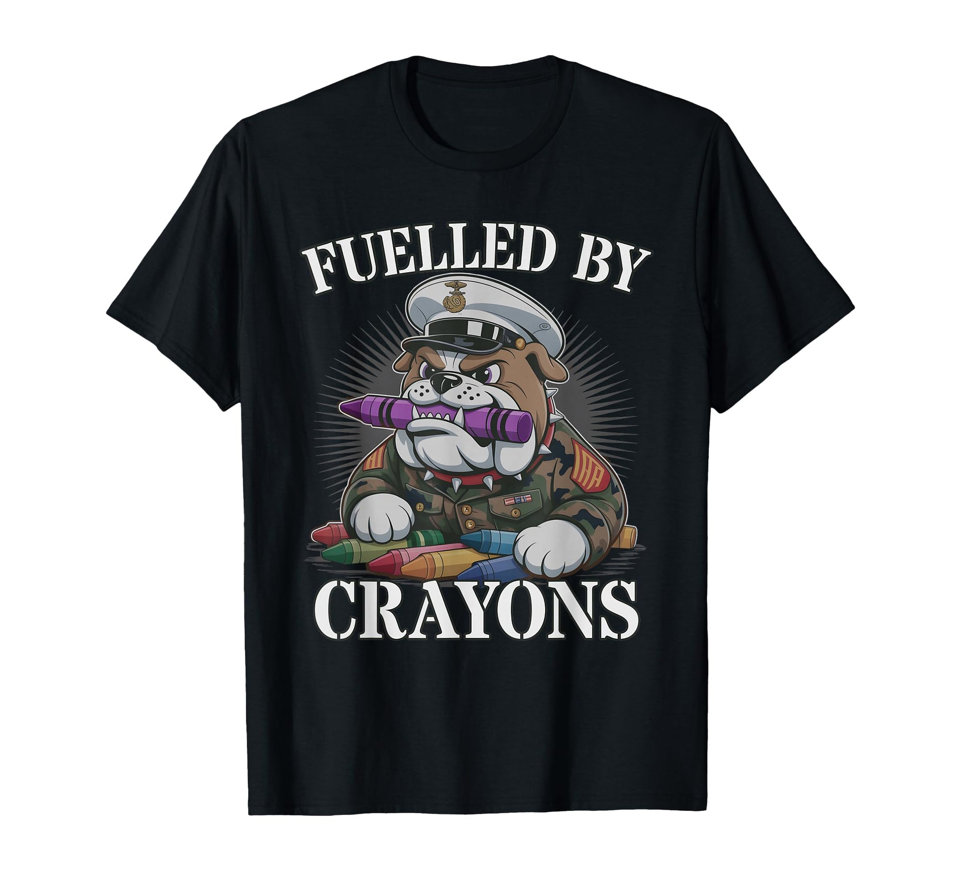 Bulldog Fuelled Crayons Squad T-Shirt - Novelty Apparel for Adults - T-Shirt, Sweatshirt, Hoodie