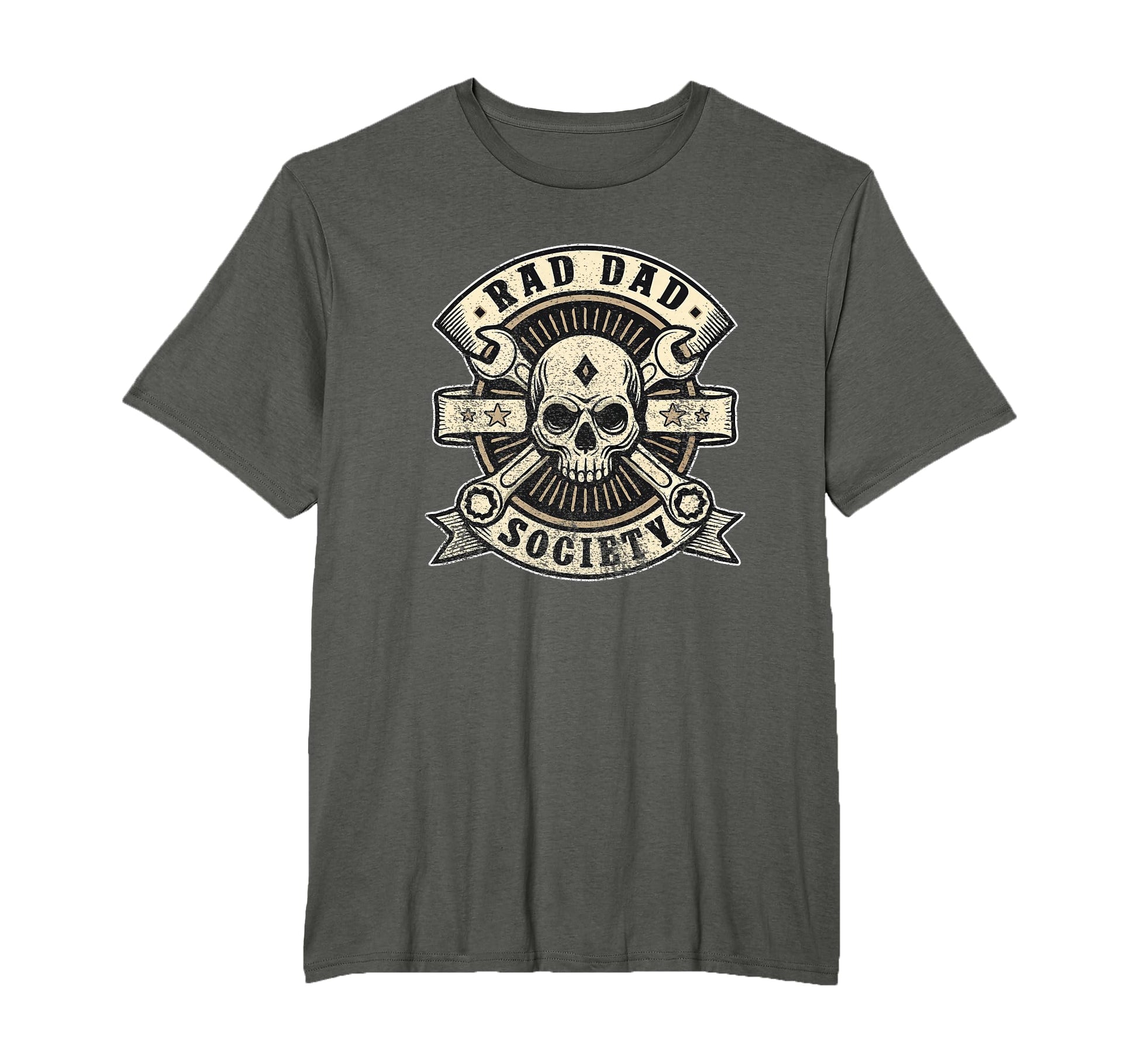 Rad Dad Society Skull Wrench Badge T-Shirt - Graphic Print Unisex - T-Shirt, Sweatshirt, Hoodie