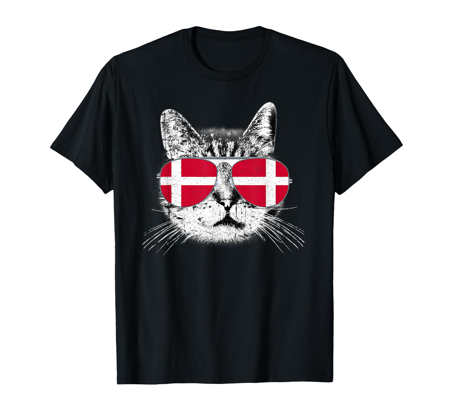Denmark Flag Danish Cat Sunglasses Funny T-Shirt - Trendy Graphic Unisex - T-Shirt, Sweatshirt, Hoodie