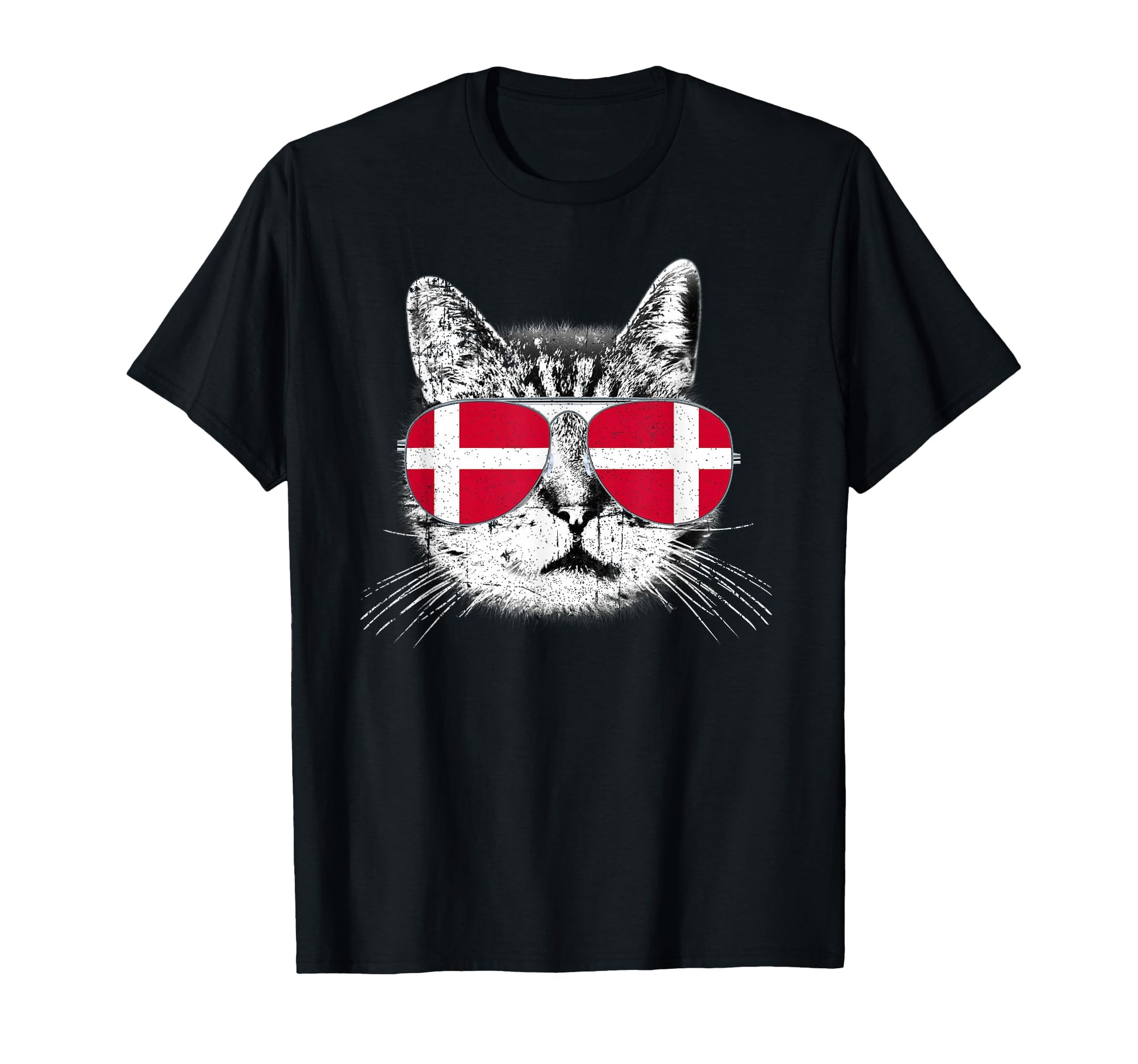 Denmark Flag Danish Cat Sunglasses Funny T-Shirt - Trendy Graphic Unisex - T-Shirt, Sweatshirt, Hoodie