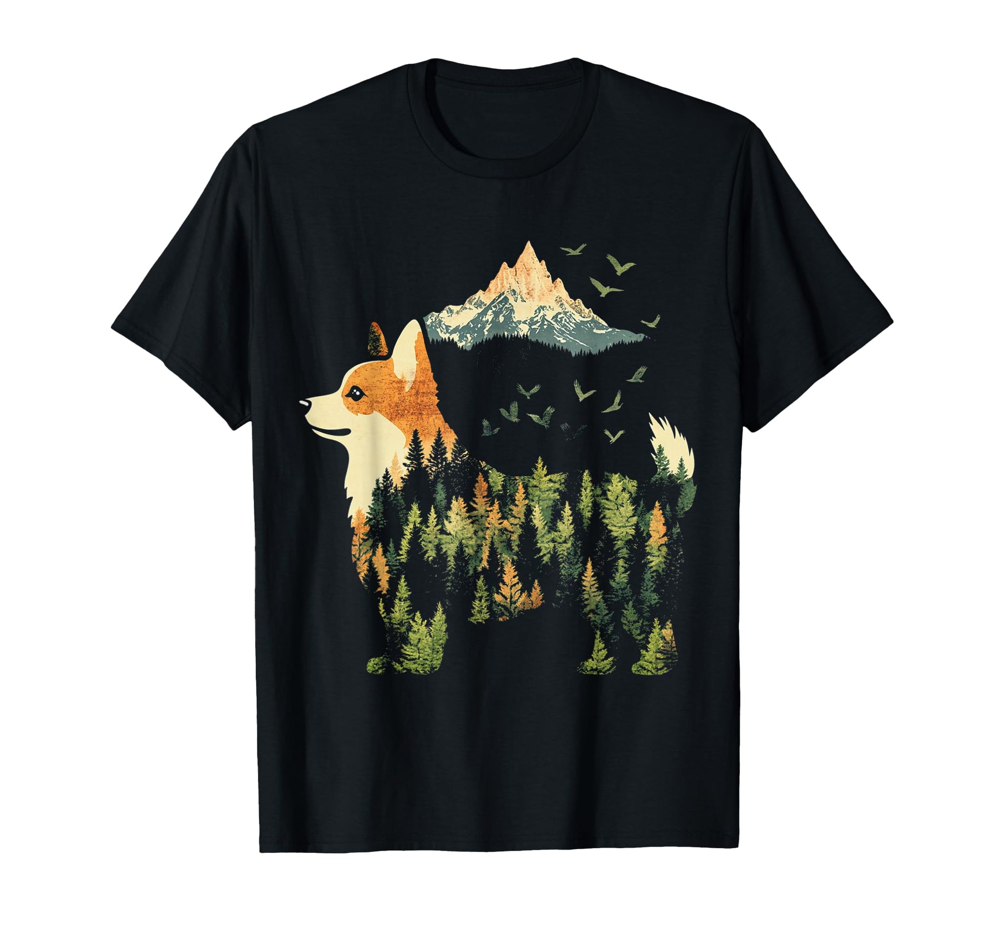 Corgi Nature Hiking Camping Mountain T-Shirt - Graphic Print for Adults - T-Shirt, Sweatshirt, Hoodie