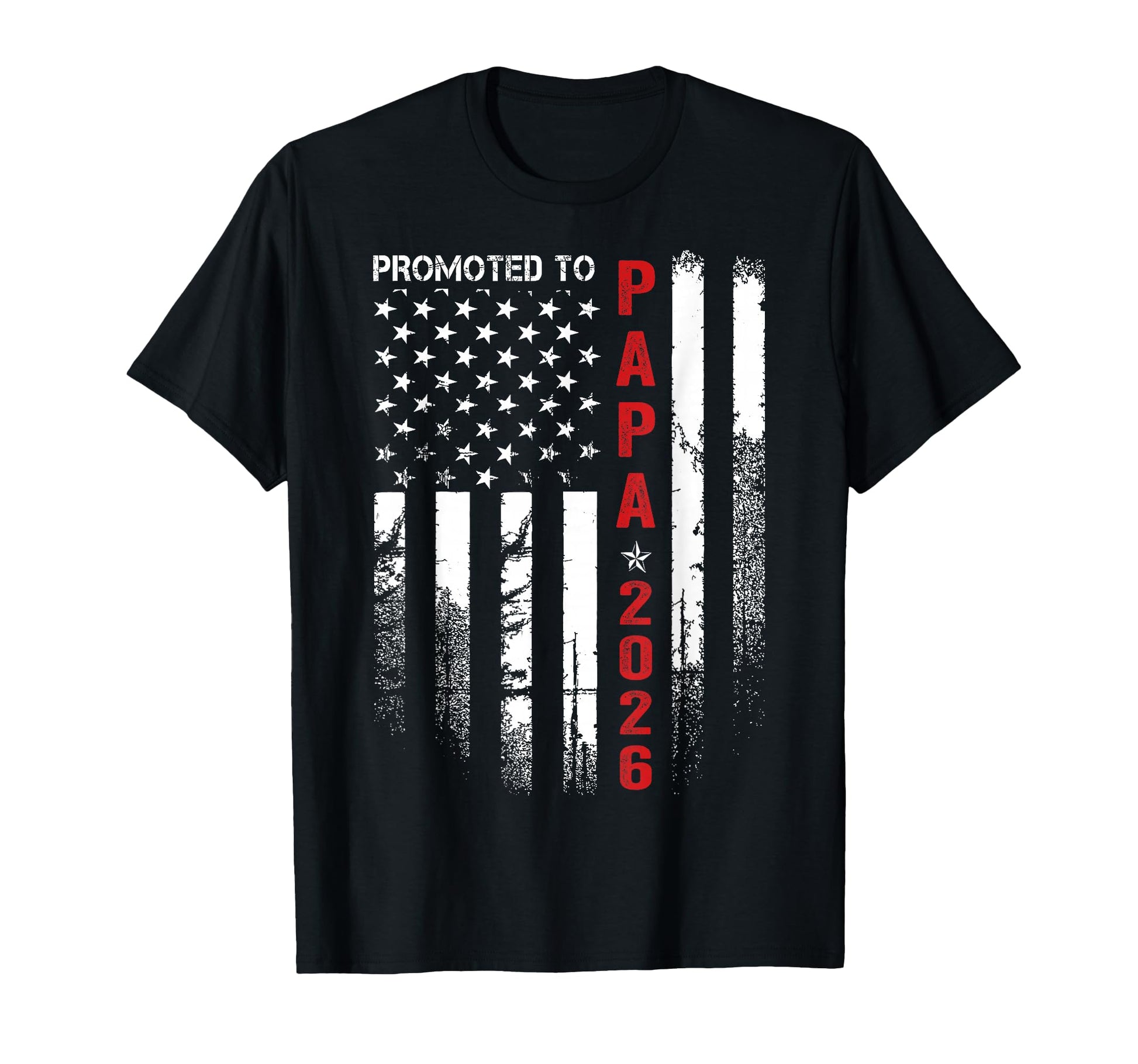 Patriotic Mens Promoted To Papa Est T-Shirt - Trendy Graphic for Adults - T-Shirt, Sweatshirt, Hoodie