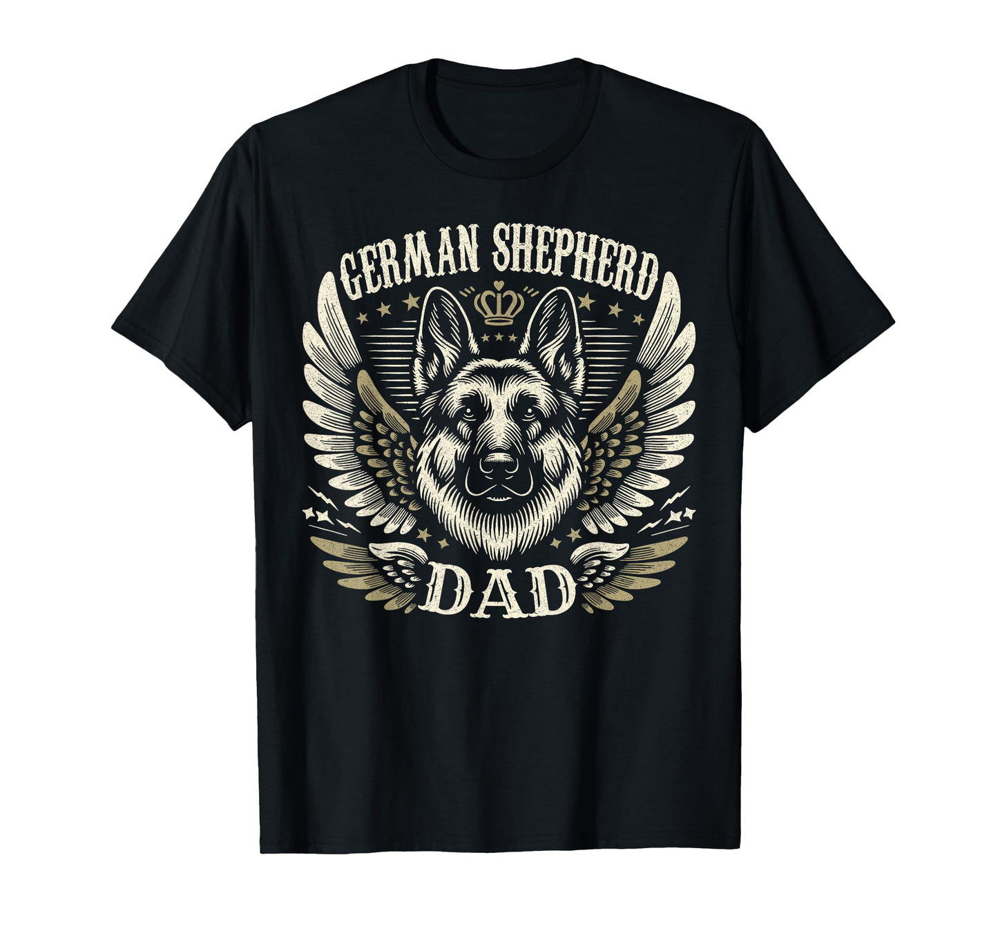 German Shepherd Dad Biker Wings T-Shirt - Casual Everyday Wear Men Women - T-Shirt, Sweatshirt, Hoodie