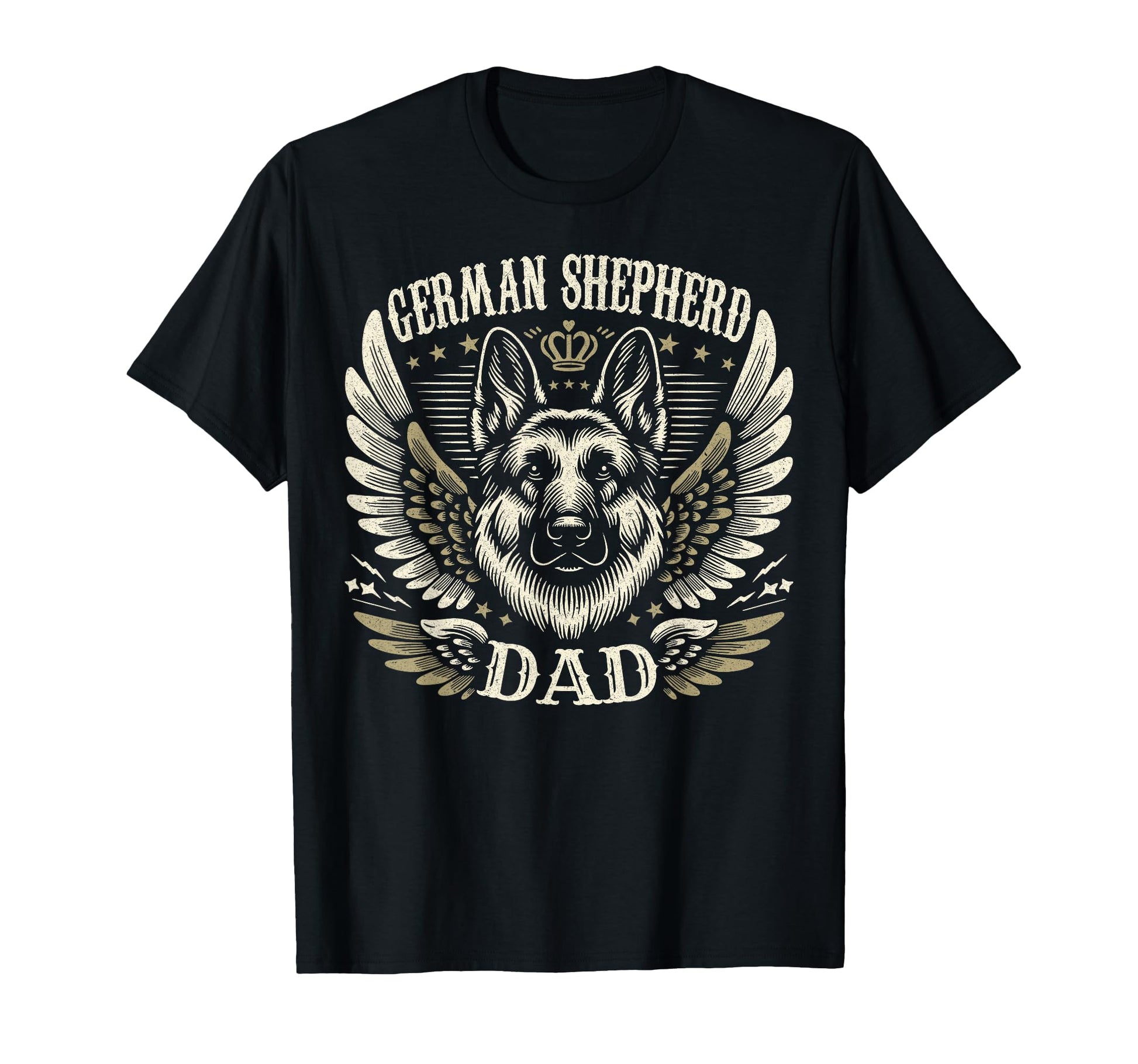 German Shepherd Dad Biker Wings T-Shirt - Casual Everyday Wear Men Women - T-Shirt, Sweatshirt, Hoodie