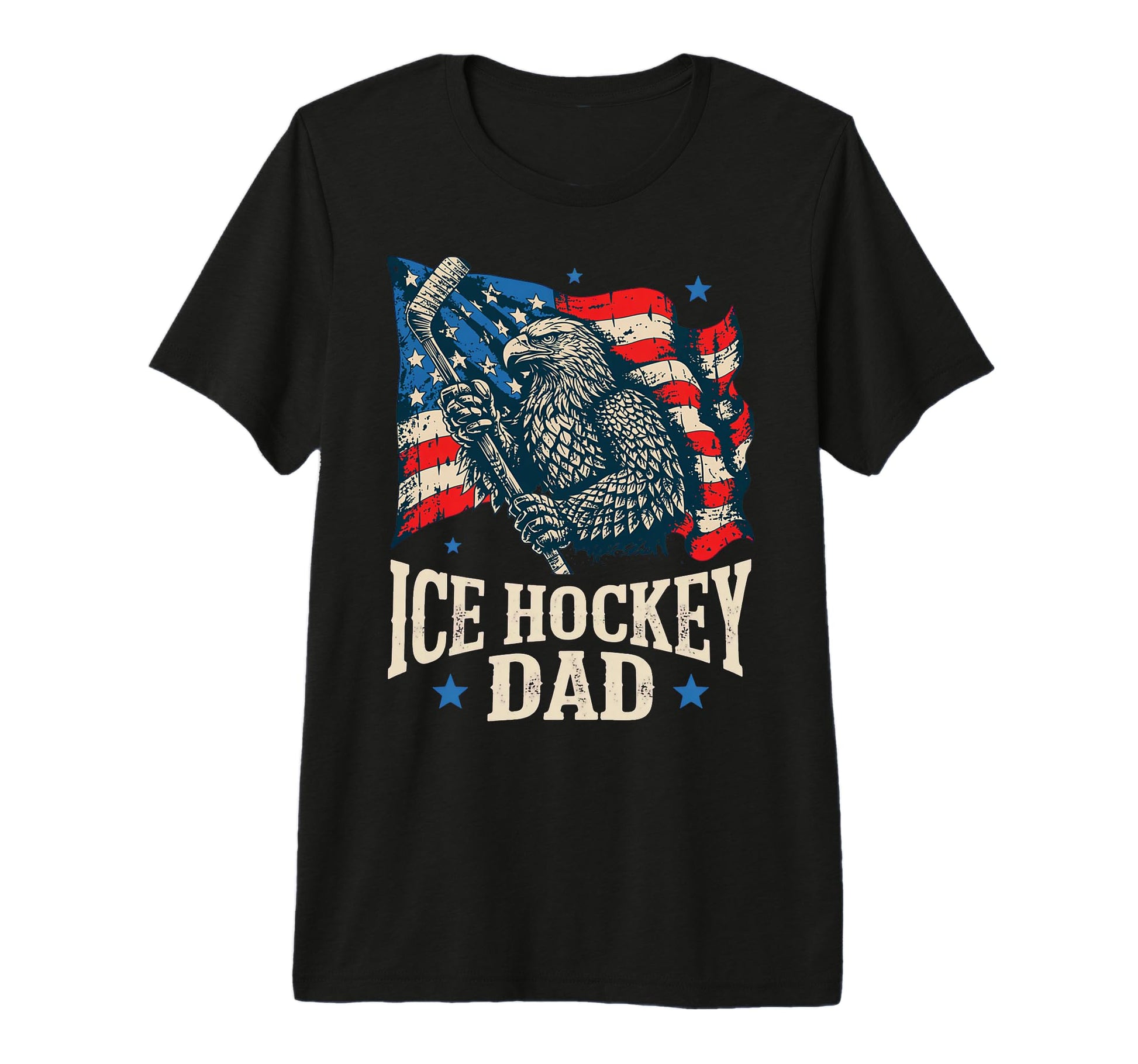 Ice Hockey American Flag Ice Hockey Dad T-Shirt - Streetwear Style Unisex - T-Shirt, Sweatshirt, Hoodie