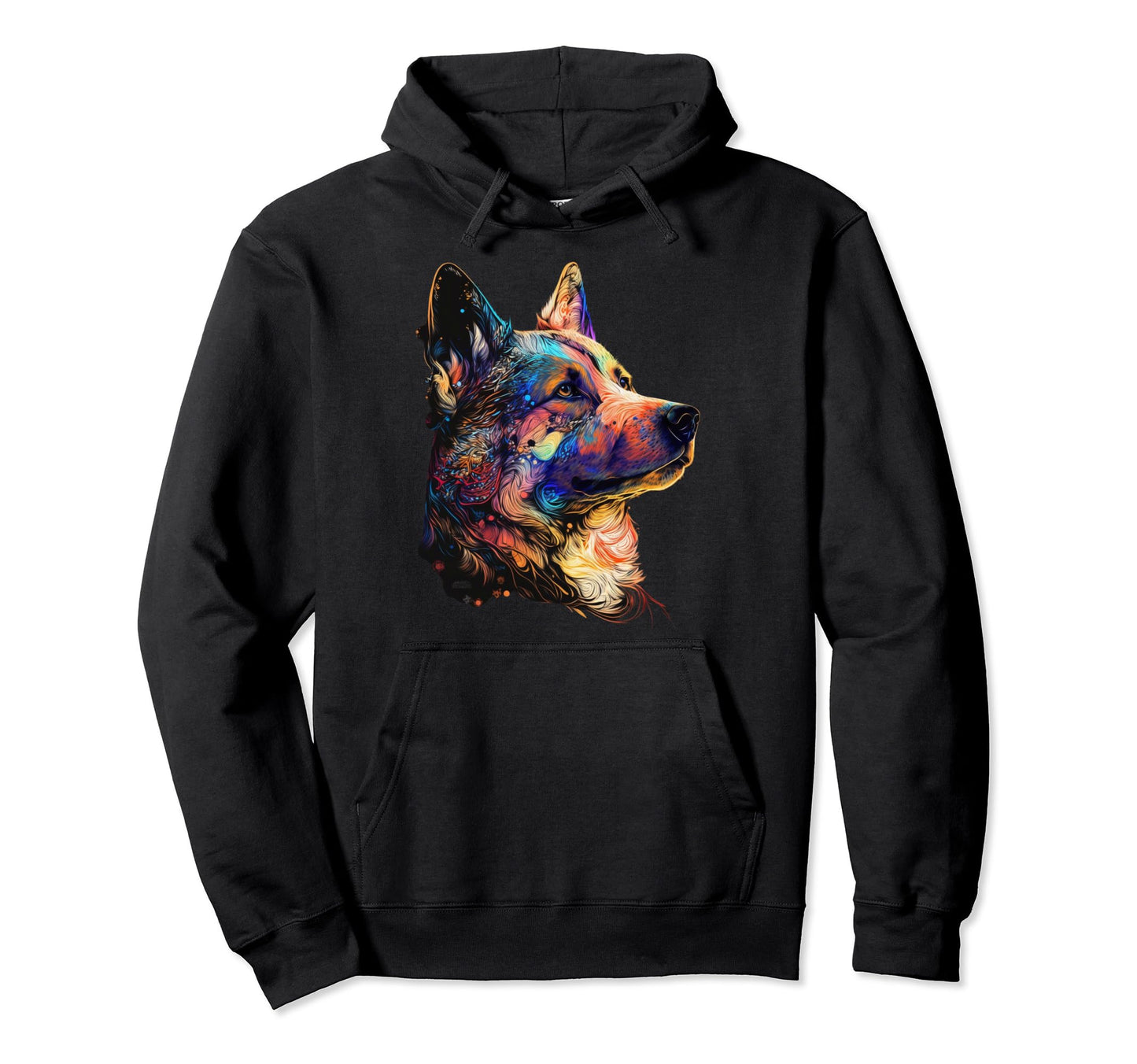 Colorful German Shepherd Dog Head Pop Hoodie - Novelty Apparel for Adults - T-Shirt, Sweatshirt, Hoodie