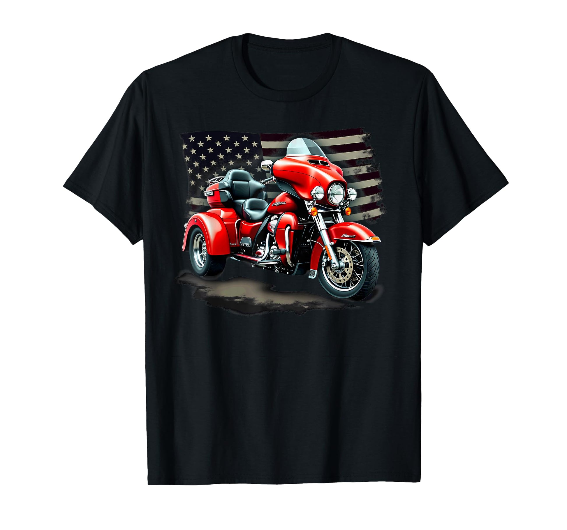 Patriotic Us Flag Motorcycle Trike Biker T-Shirt - Unique Graphic Unisex - T-Shirt, Sweatshirt, Hoodie