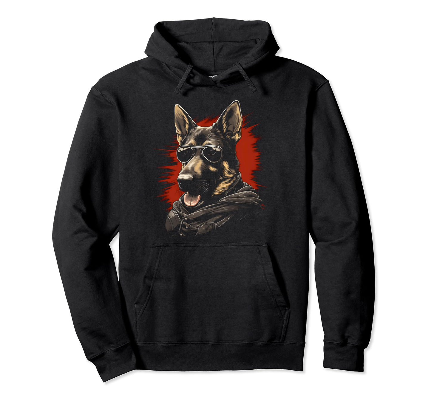 Motorcycle Dad Biker Dog German Shepherd Hoodie - Unique Graphic Unisex - T-Shirt, Sweatshirt, Hoodie
