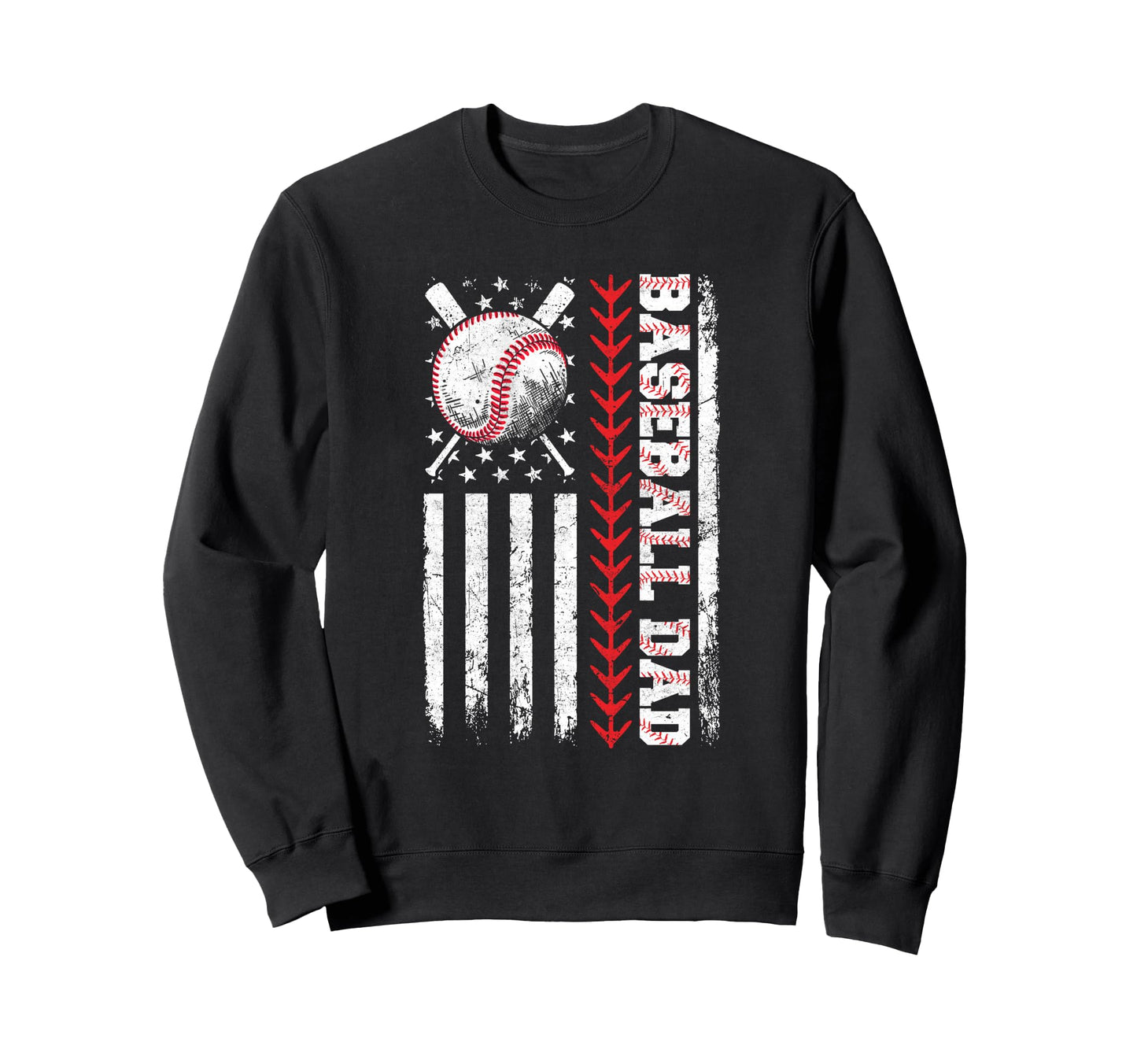 Baseball Dad American Flag Sweatshirt - Streetwear Style for Adults - T-Shirt, Sweatshirt, Hoodie