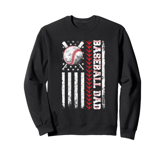 Baseball Dad American Flag Sweatshirt - Streetwear Style for Adults - T-Shirt, Sweatshirt, Hoodie