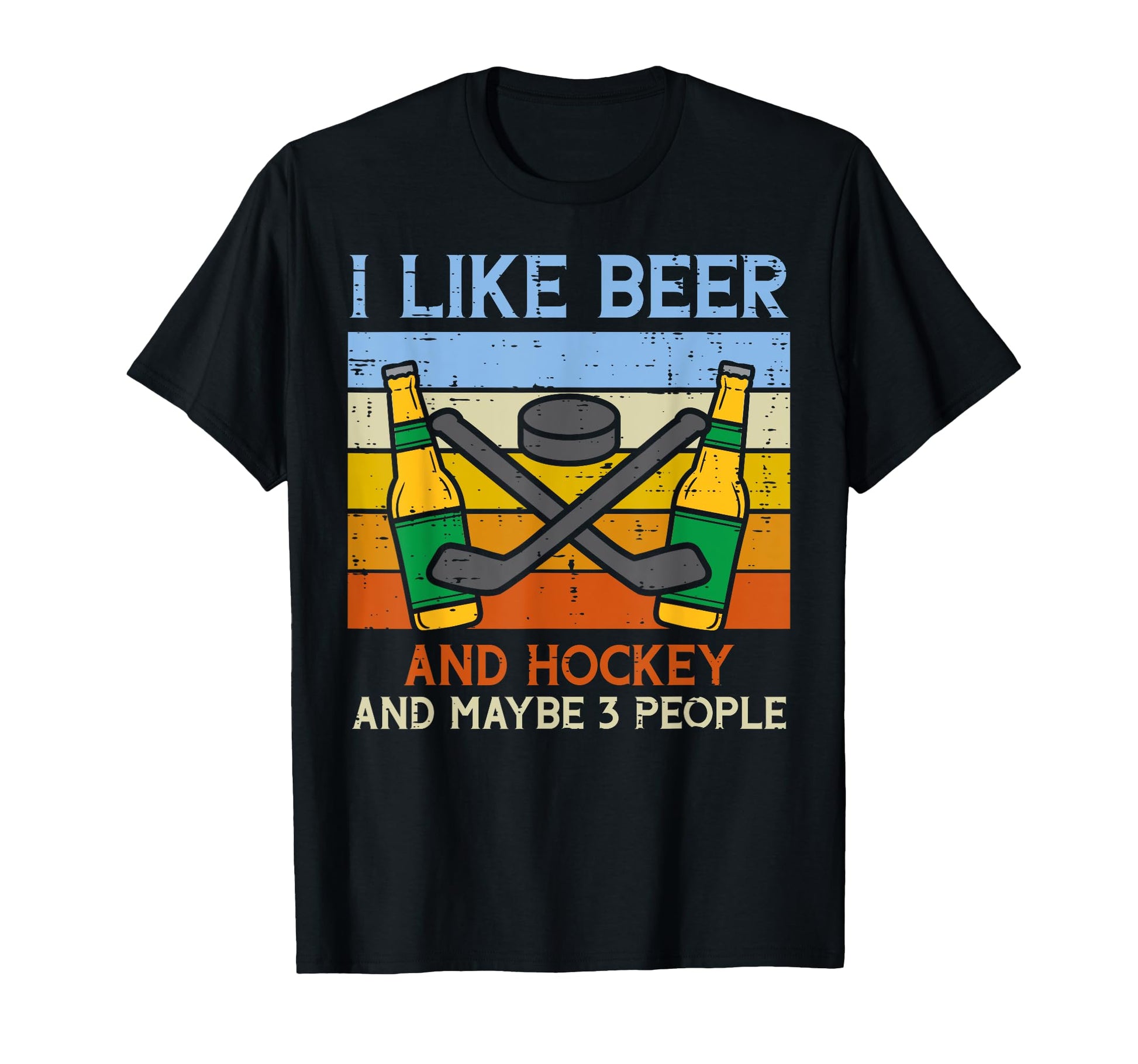 Like Beer Ice Hockey 3 People Funny T-Shirt - Trendy Graphic Unisex - T-Shirt, Sweatshirt, Hoodie