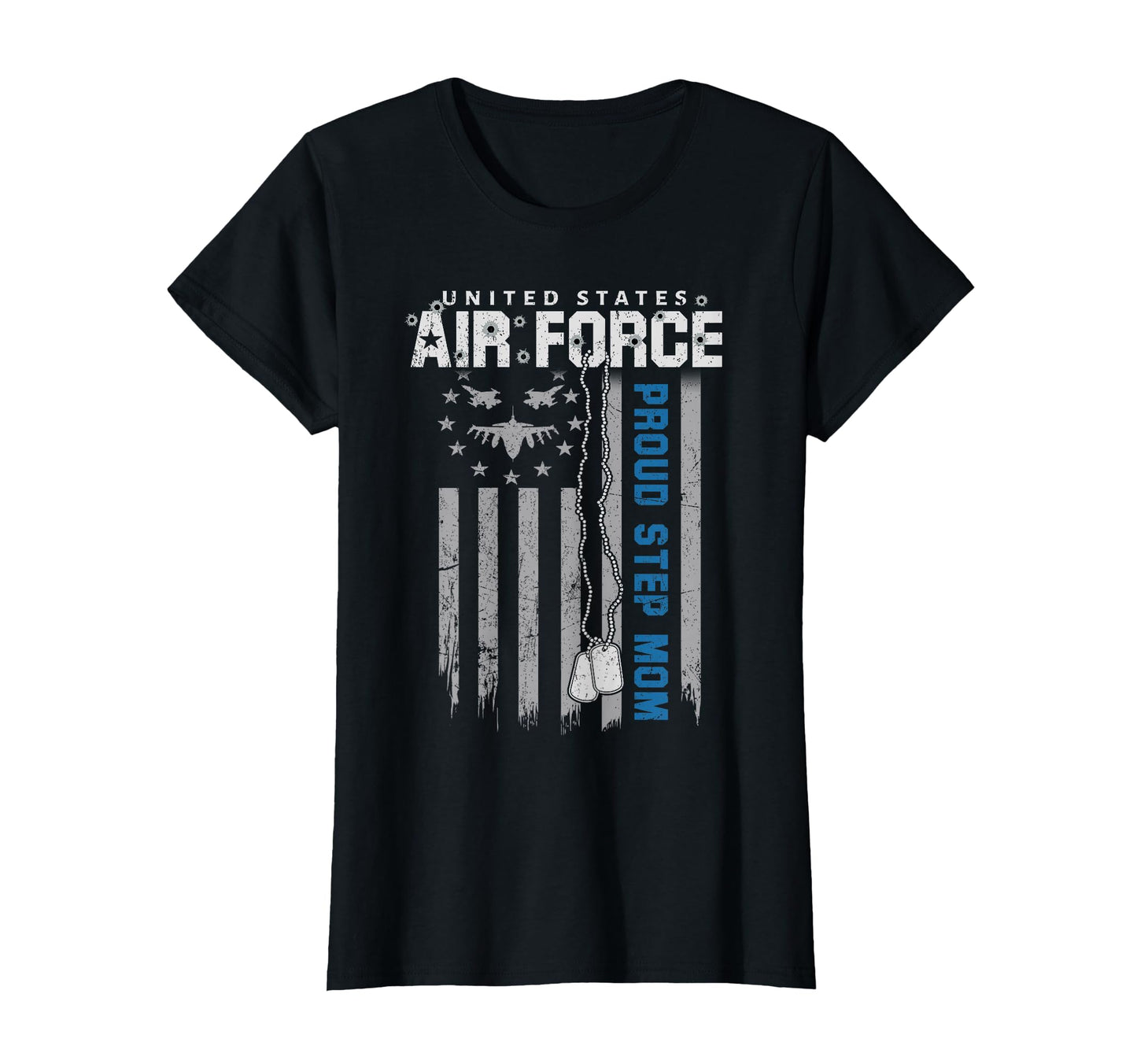 Proud Air Force Step Mom Flag Us Airman T-Shirt - Trendy Graphic Unisex - T-Shirt, Sweatshirt, Hoodie