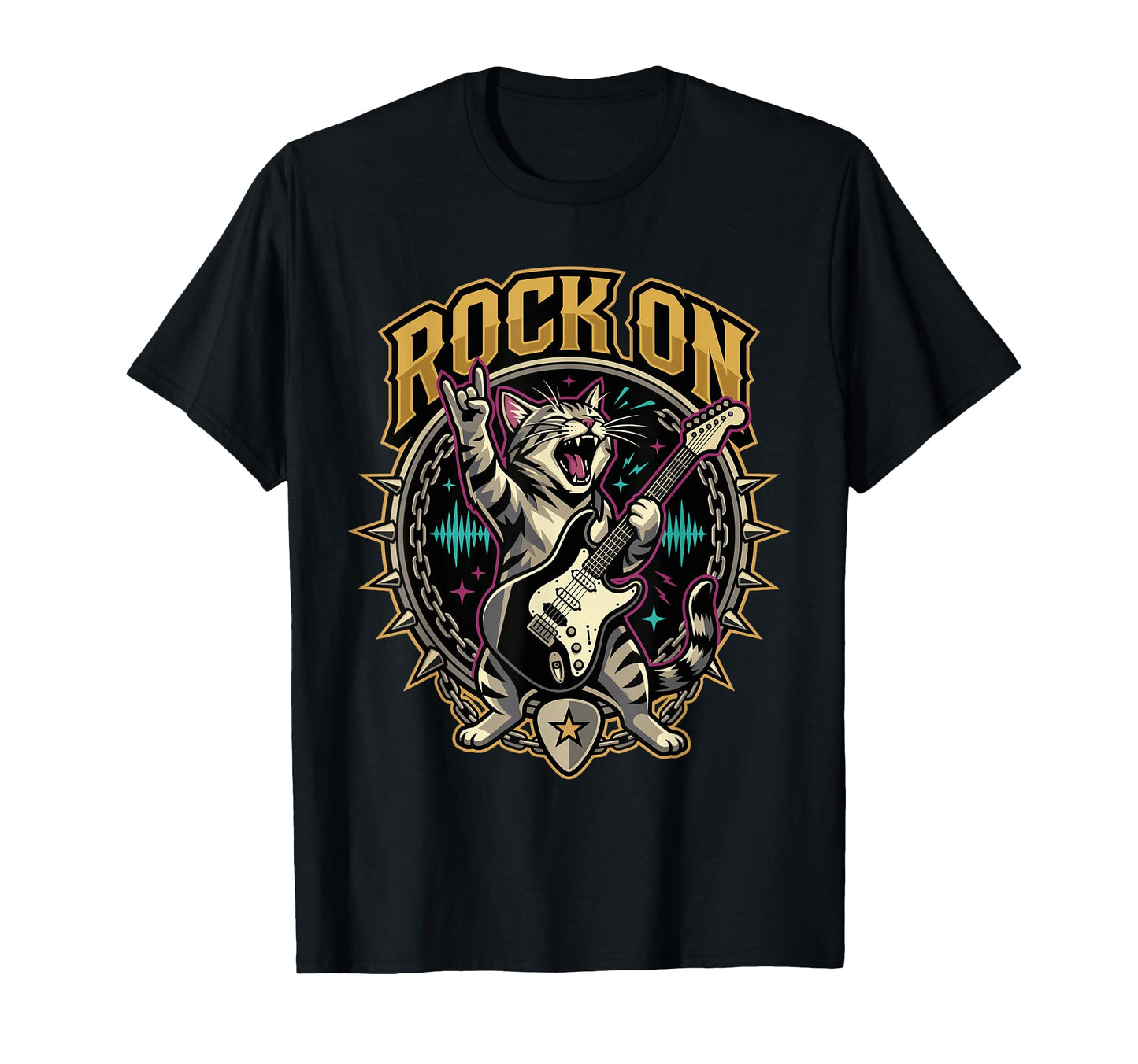 Funny Rock Cat Playing Electric T-Shirt - Casual Everyday Wear for Adults - T-Shirt, Sweatshirt, Hoodie