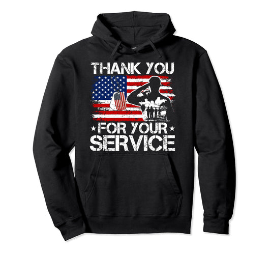 American Thank You Your Service Veteran Hoodie - Unique Graphic for Adults - T-Shirt, Sweatshirt, Hoodie