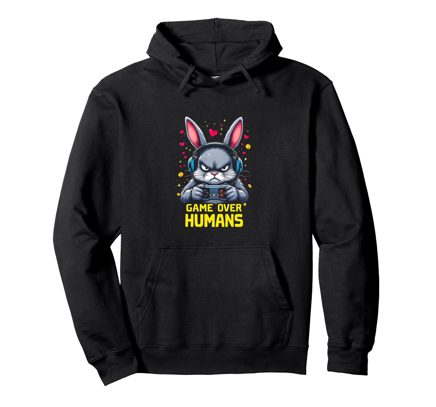 Grumpy Bunny Gamer Geek Gaming Funny Rabbit Hoodie - Trendy Graphic Unisex - T-Shirt, Sweatshirt, Hoodie
