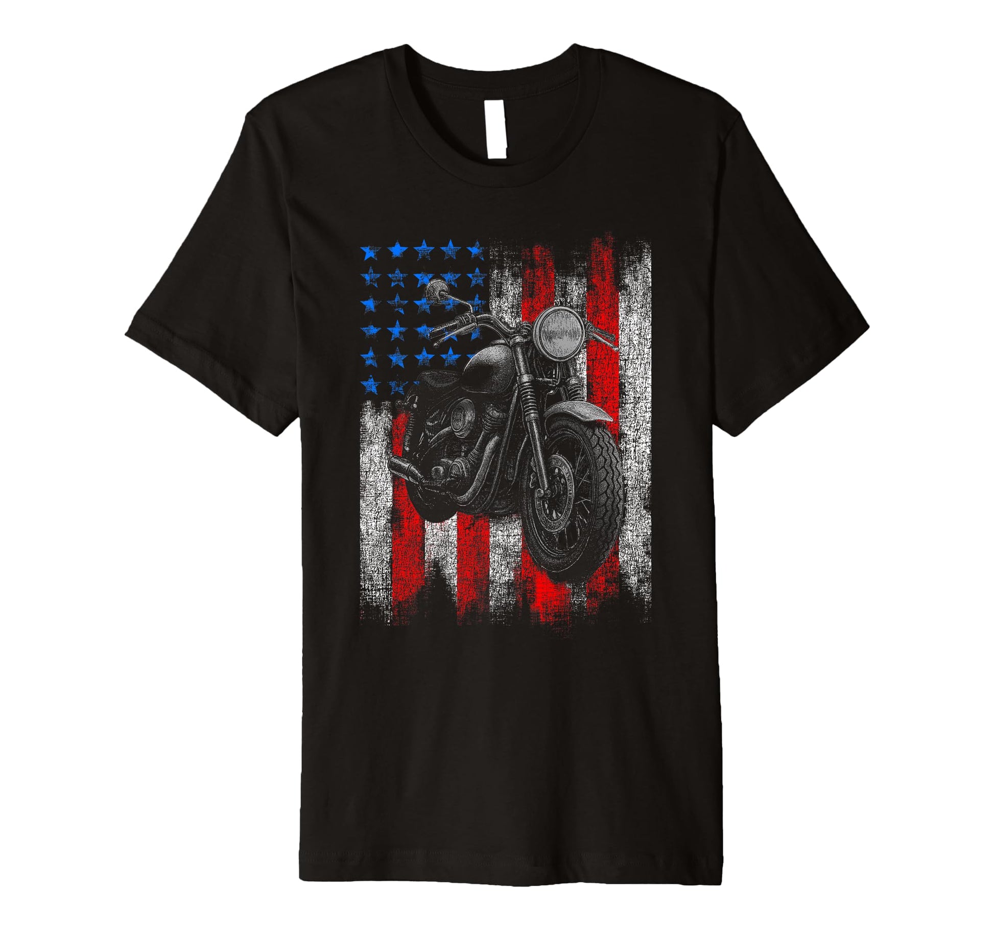 Motorcycle Mens Biker American Flag T-Shirt - Minimalist Print Unisex - T-Shirt, Sweatshirt, Hoodie