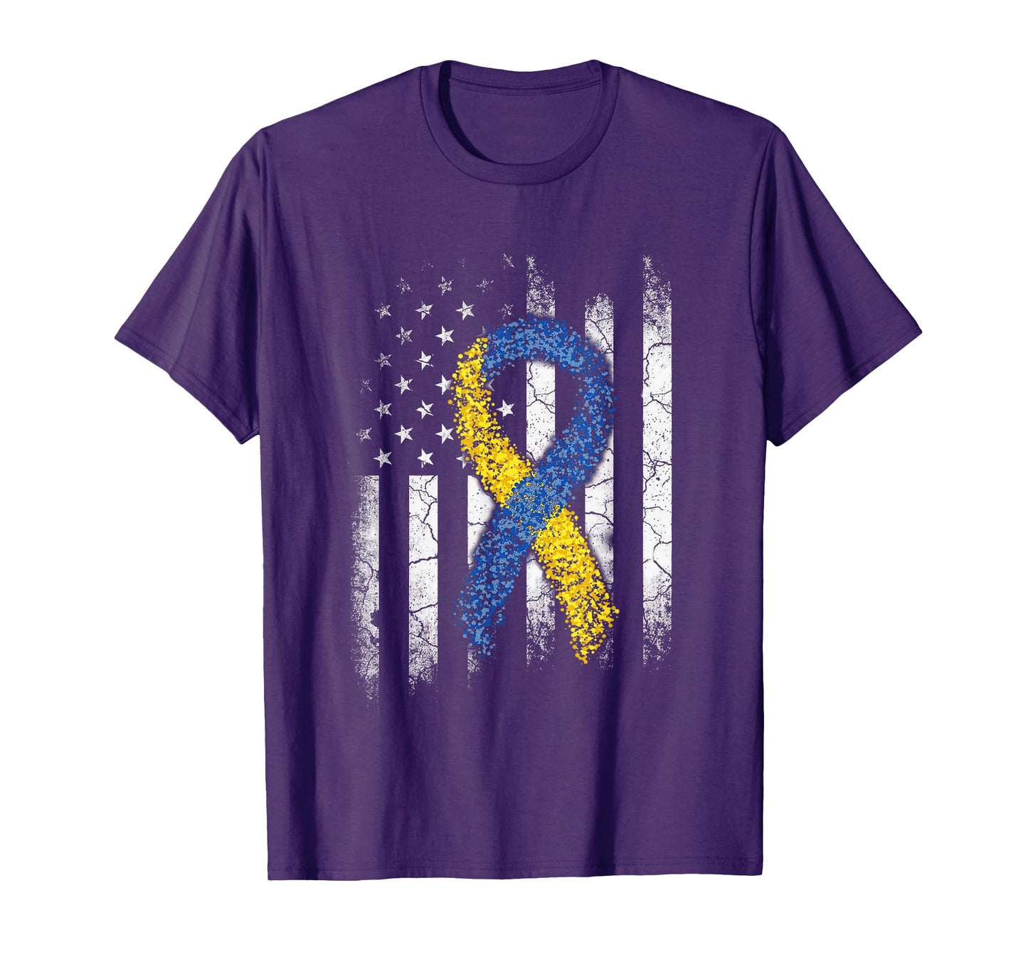 Down Syndrome Awareness Us Flag Dad Mom T-Shirt - Custom Art Print Unisex - T-Shirt, Sweatshirt, Hoodie