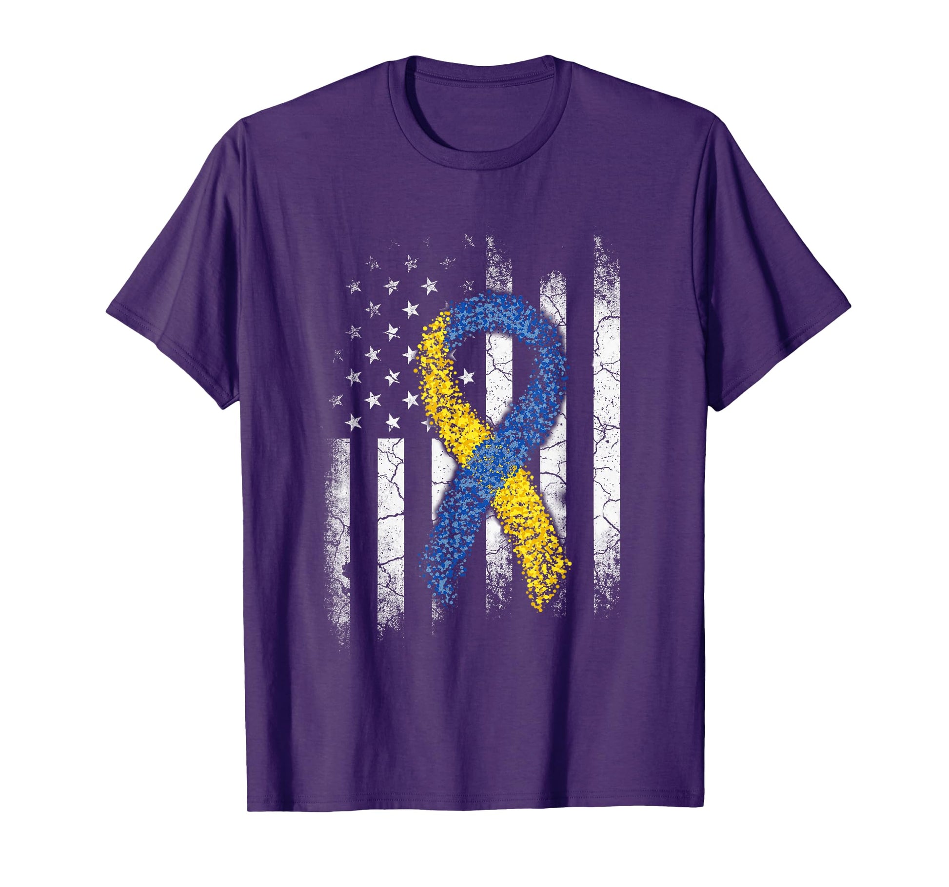 Down Syndrome Awareness Us Flag Dad Mom T-Shirt - Custom Art Print Unisex - T-Shirt, Sweatshirt, Hoodie