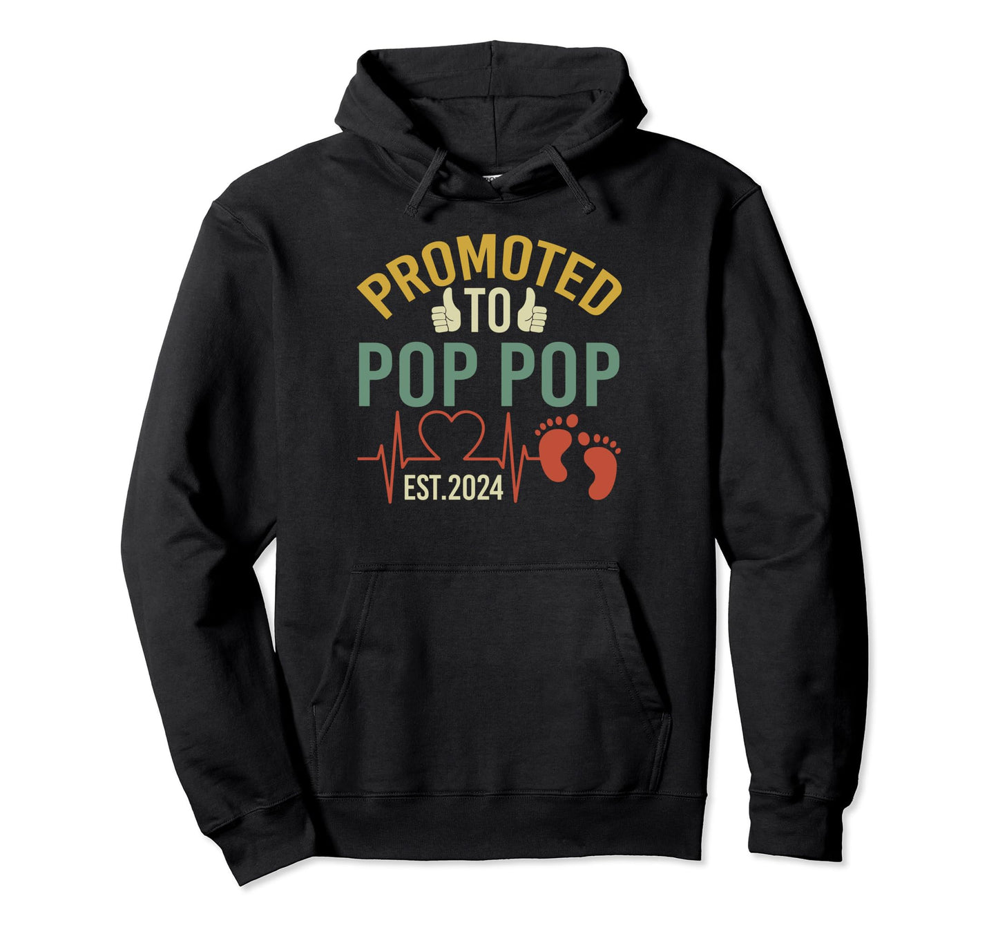 Promoted To Pop Pop Est 2024 First Hoodie - Minimalist Print for Adults - T-Shirt, Sweatshirt, Hoodie