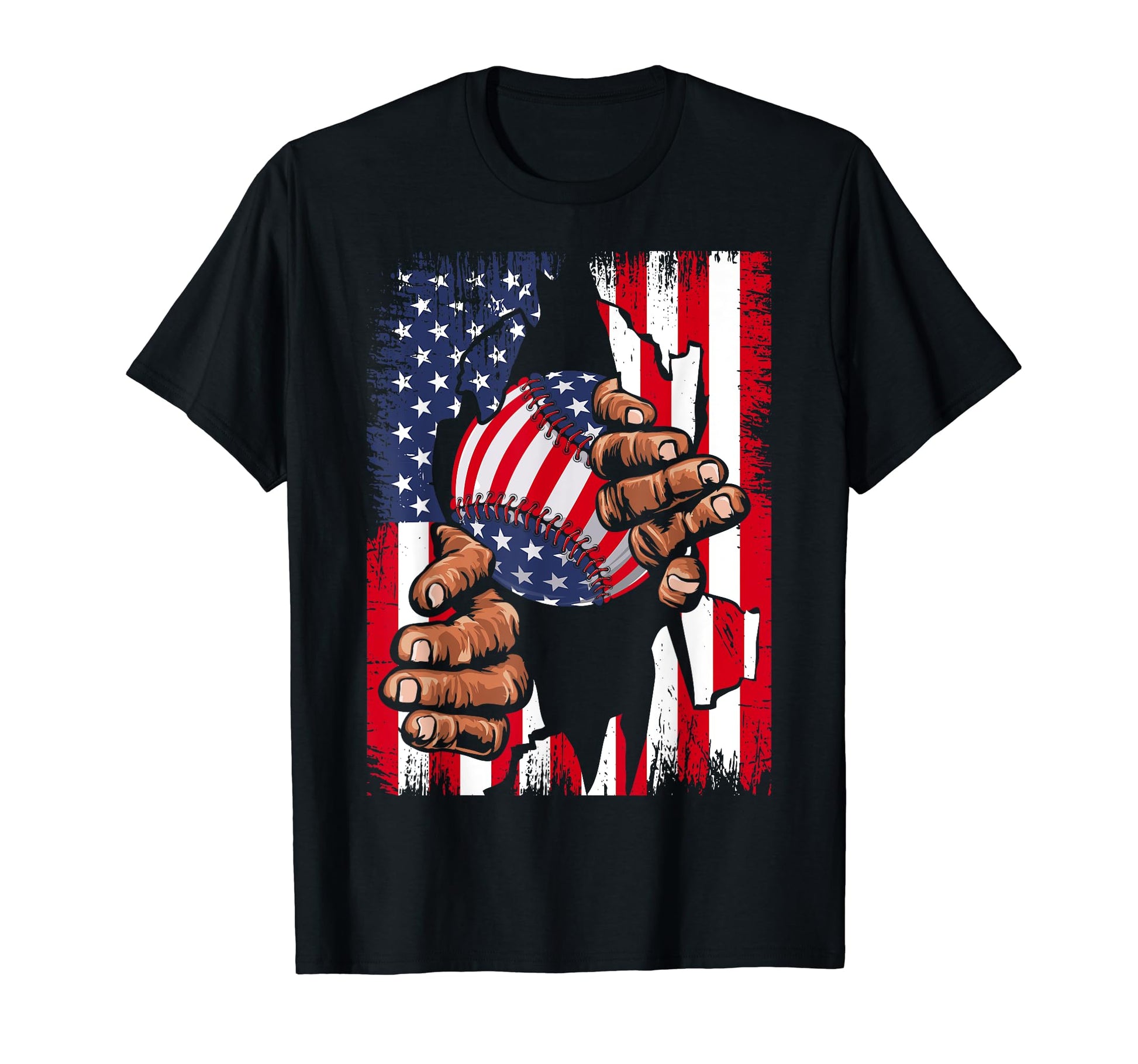 Baseball Player Usa American Flag T-Shirt - Trendy Graphic for Adults - T-Shirt, Sweatshirt, Hoodie