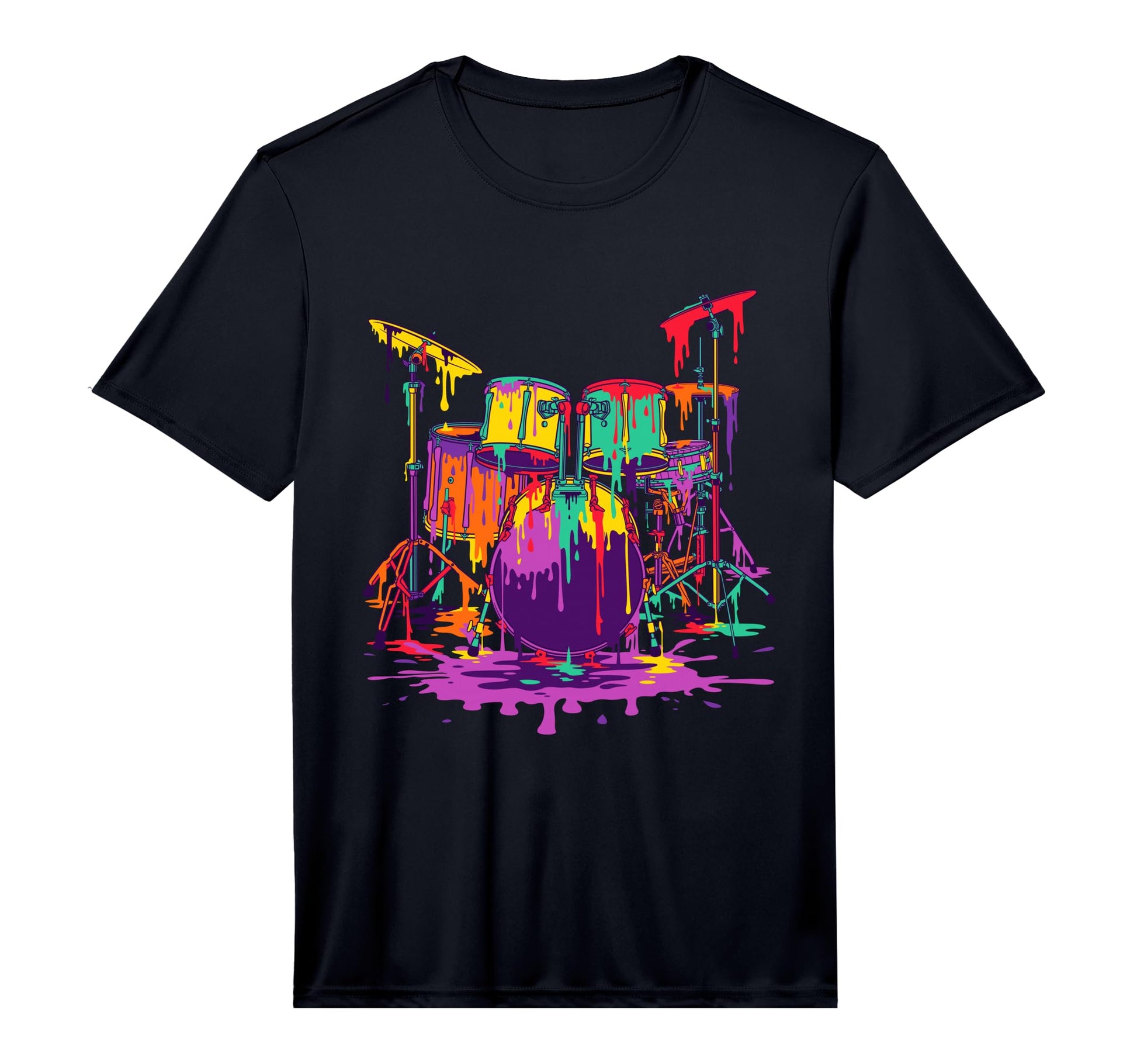 Melting Pop Art Drum Set Funny Drummer T-Shirt - Trendy Graphic for Adults - T-Shirt, Sweatshirt, Hoodie