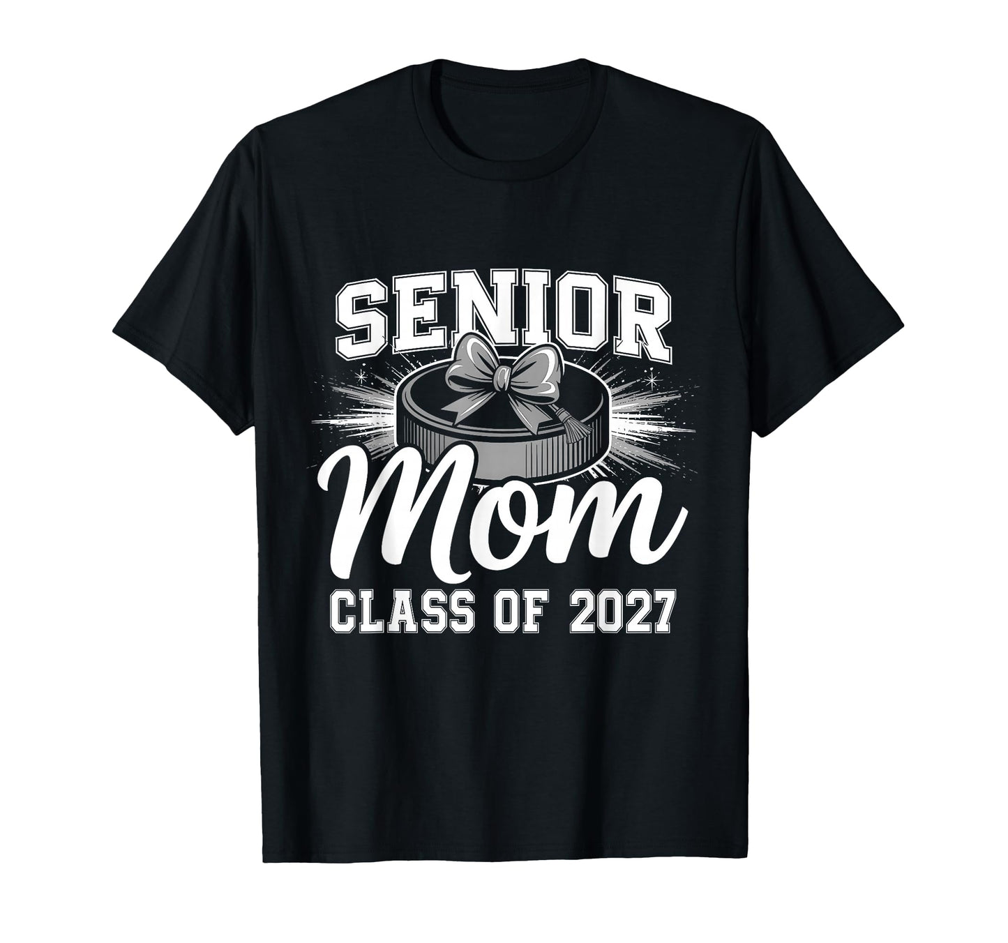 Senior Mom Class 2027 Coquette Bow Hockey T-Shirt - Unique Graphic Unisex - T-Shirt, Sweatshirt, Hoodie