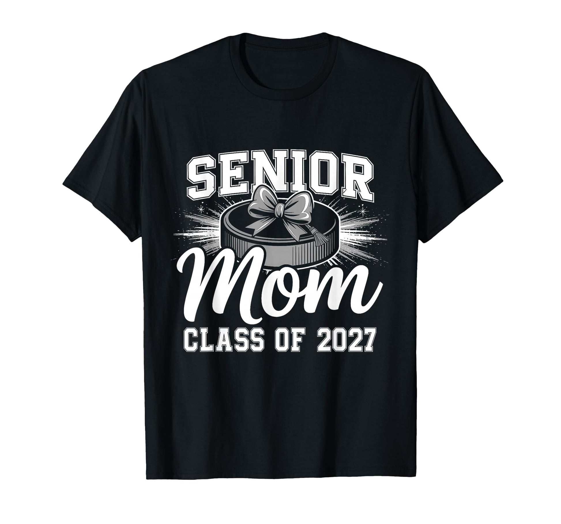 Senior Mom Class 2027 Coquette Bow Hockey T-Shirt - Unique Graphic Unisex - T-Shirt, Sweatshirt, Hoodie