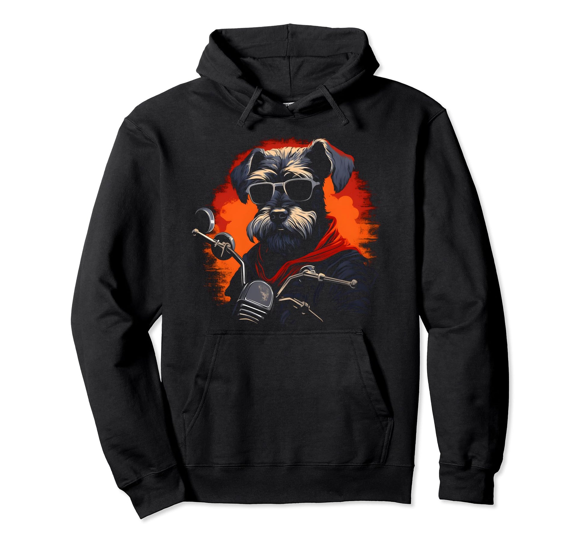 Motorcycle Dad Biker Dog Funny Schnauzer Hoodie - Unique Graphic Unisex - T-Shirt, Sweatshirt, Hoodie