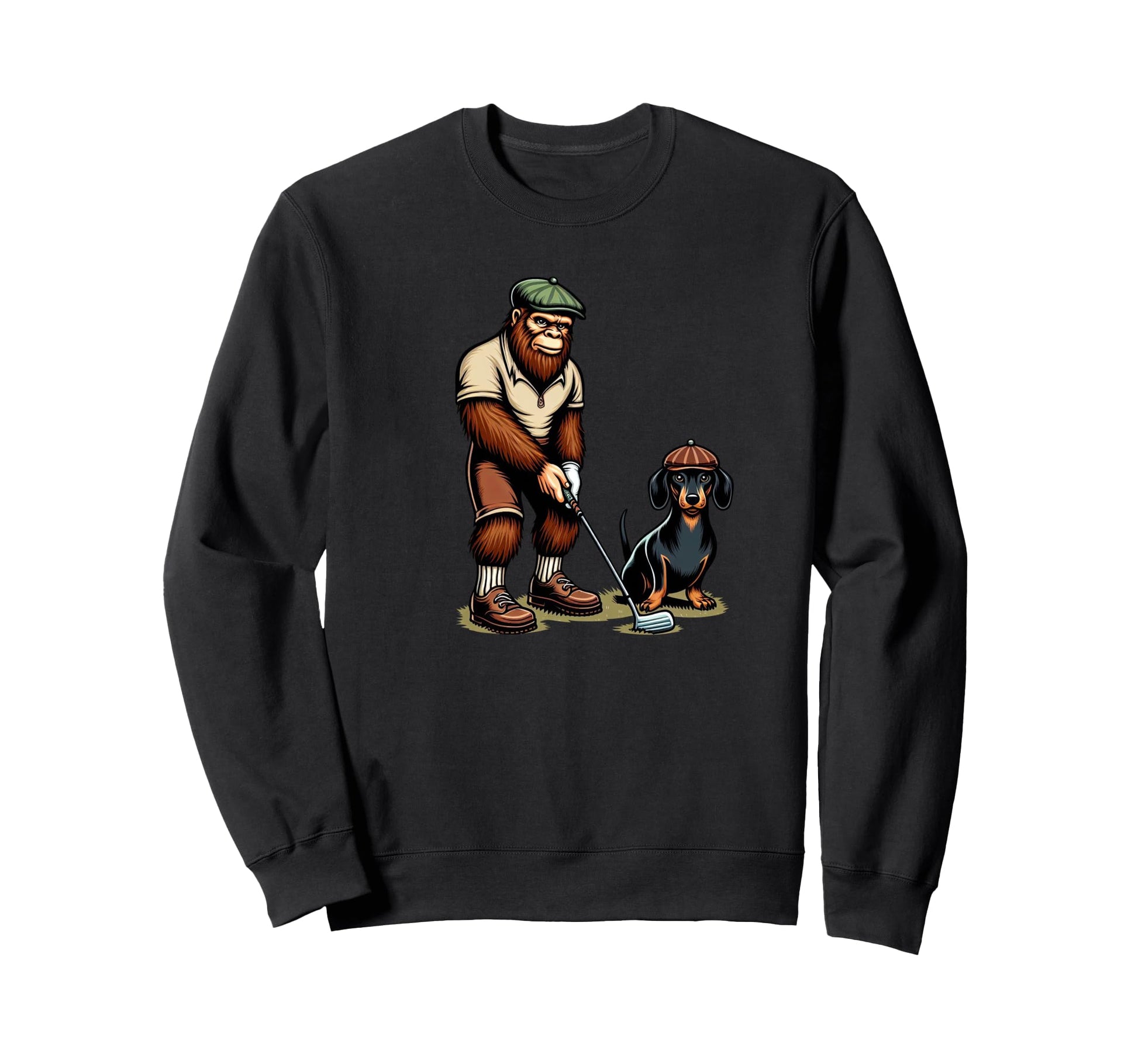 Dachshund Bigfoot Sasquatch Golf Sweatshirt - Casual Everyday Wear Unisex - T-Shirt, Sweatshirt, Hoodie