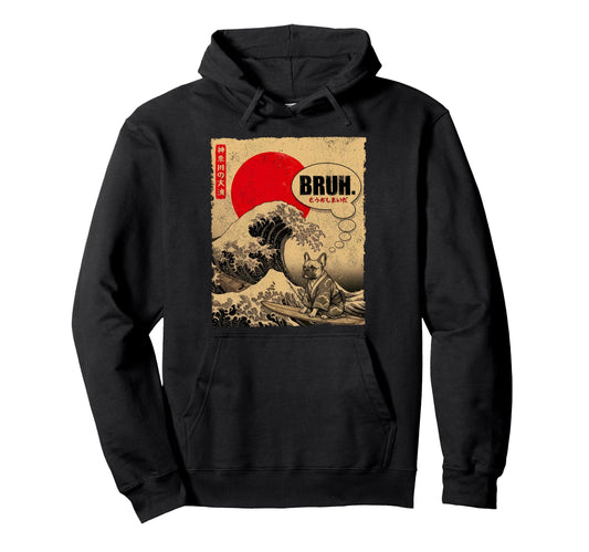 Bruh Great Wave Kanagawa Japanese Hoodie - Unique Graphic for Adults - T-Shirt, Sweatshirt, Hoodie