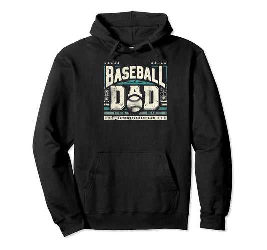 Baseball Dad Fathers Day Hoodie - Casual Everyday Wear Men Women - T-Shirt, Sweatshirt, Hoodie