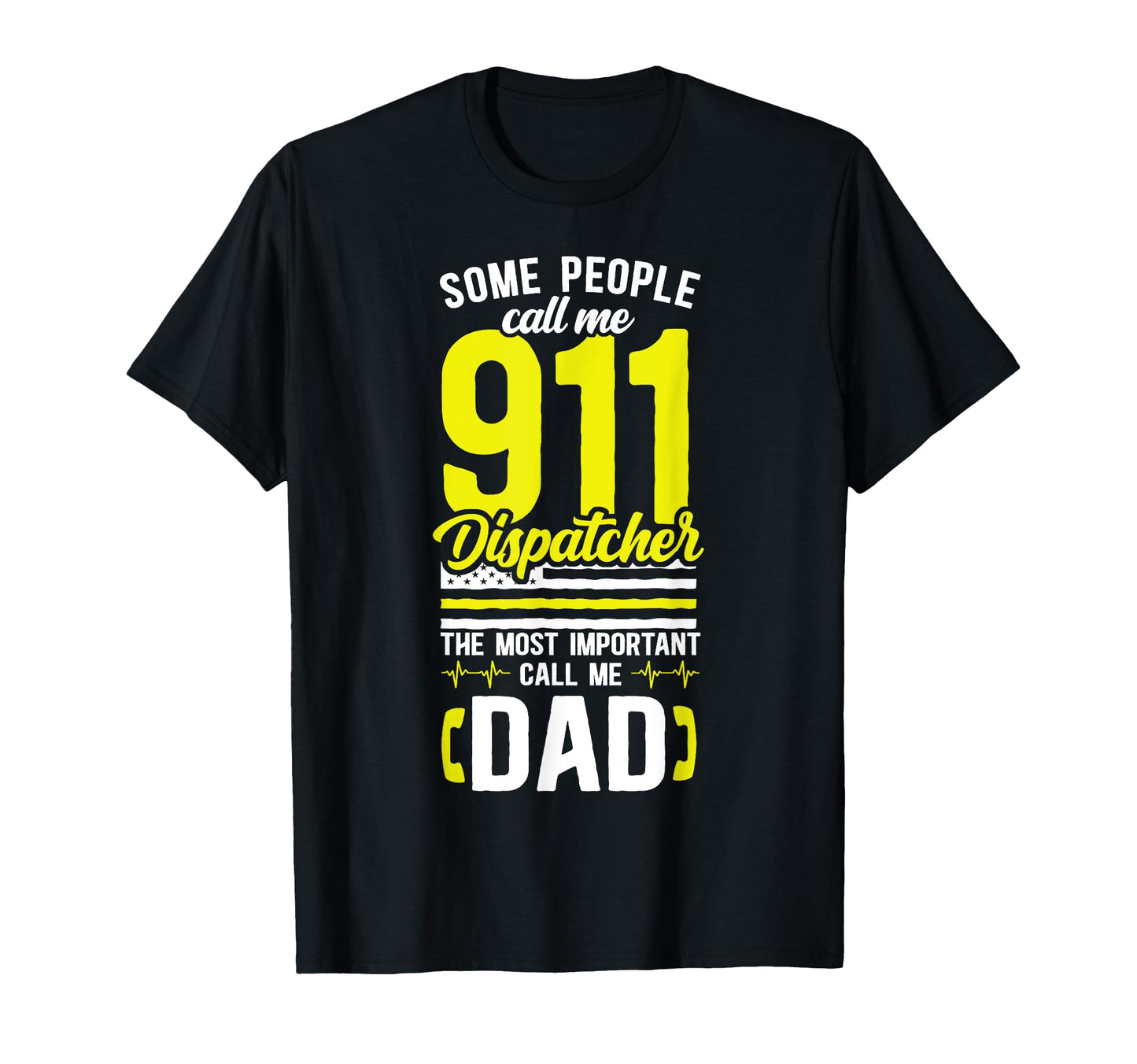 911 Dispatcher Thin Gold Yellow Line T-Shirt - Minimalist Print Men Women - T-Shirt, Sweatshirt, Hoodie