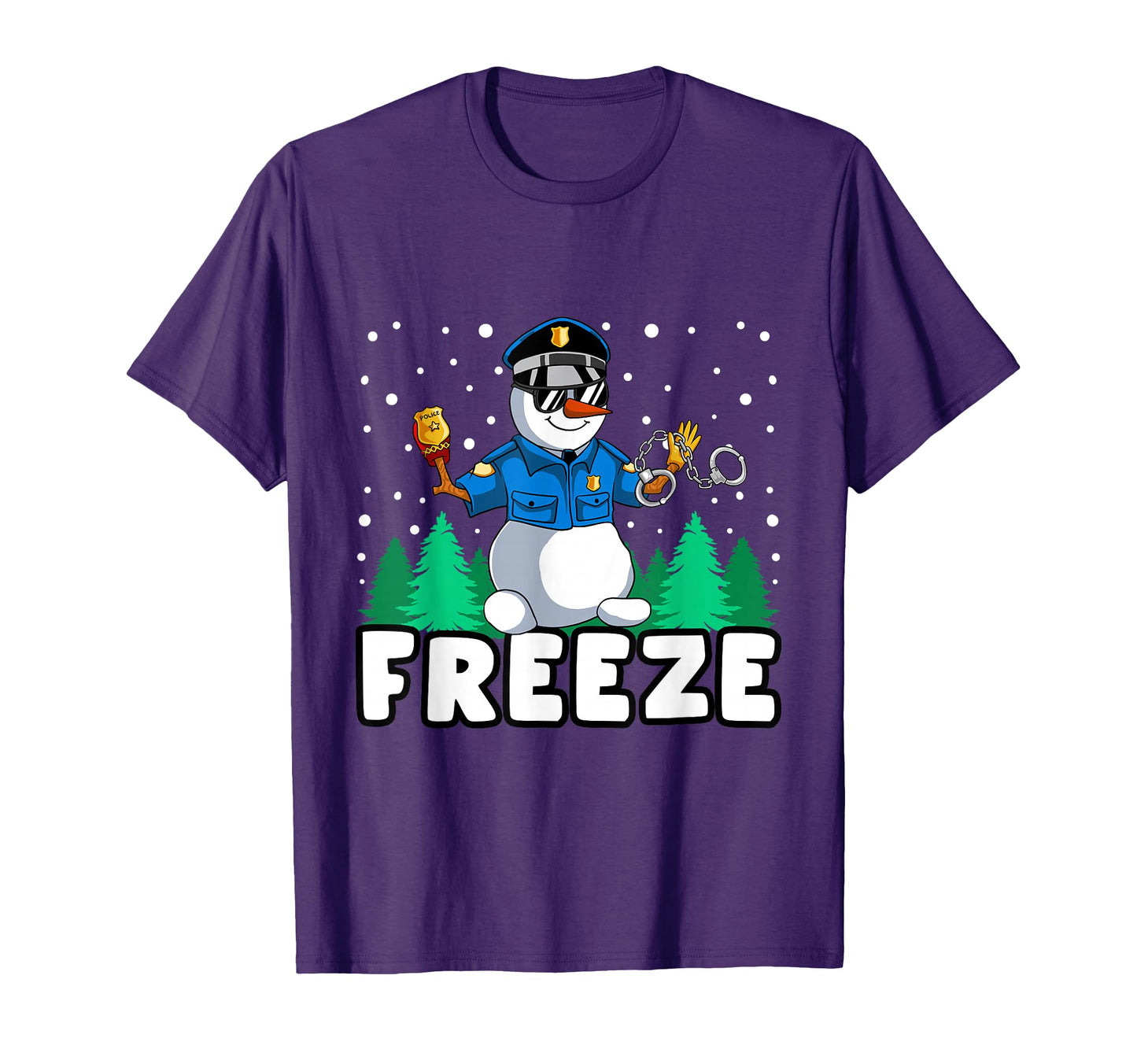 Freeze Snowman Police Pajama Funnt T-Shirt - Casual Everyday Wear Unisex - T-Shirt, Sweatshirt, Hoodie