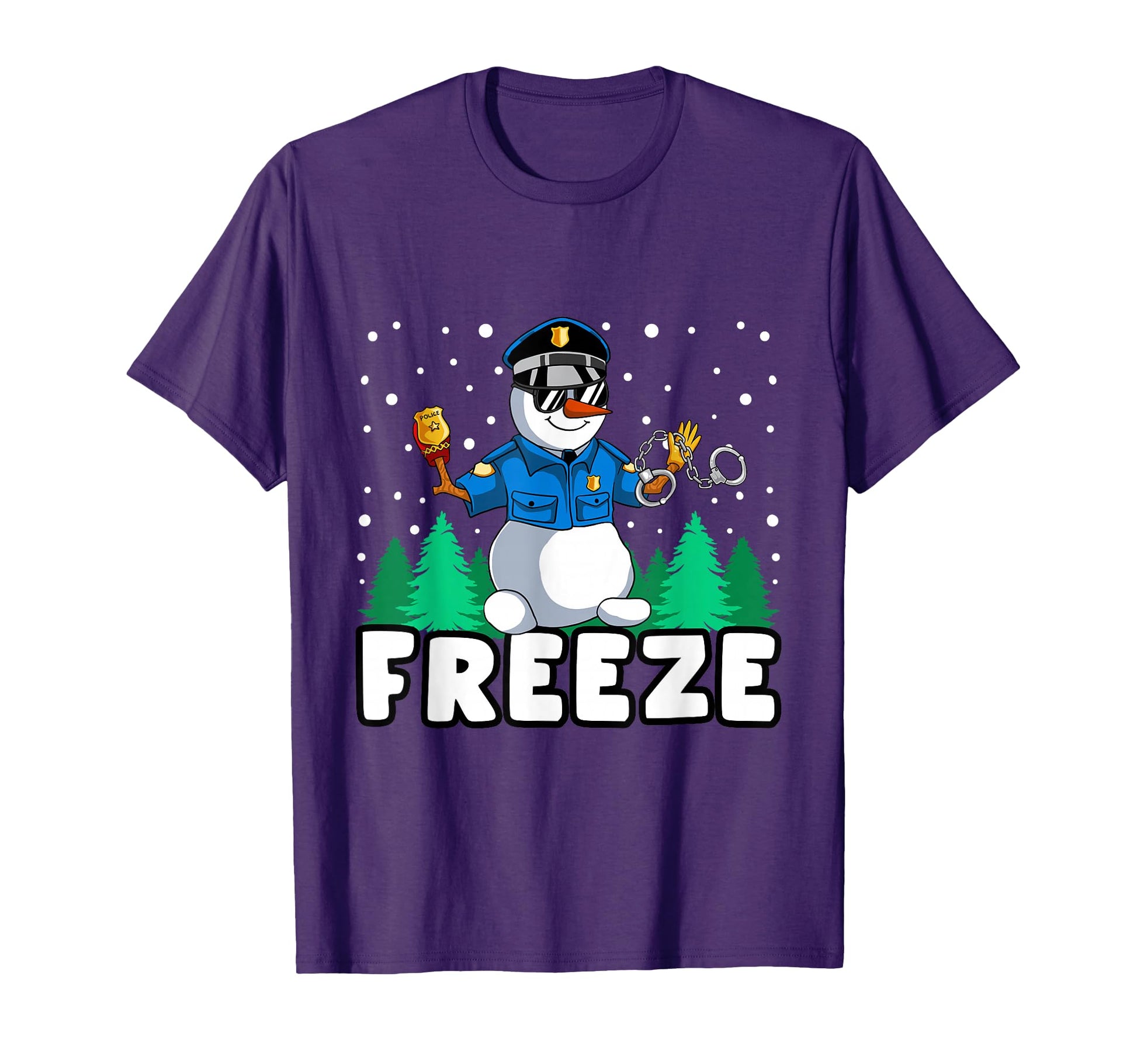Freeze Snowman Police Pajama Funnt T-Shirt - Casual Everyday Wear Unisex - T-Shirt, Sweatshirt, Hoodie