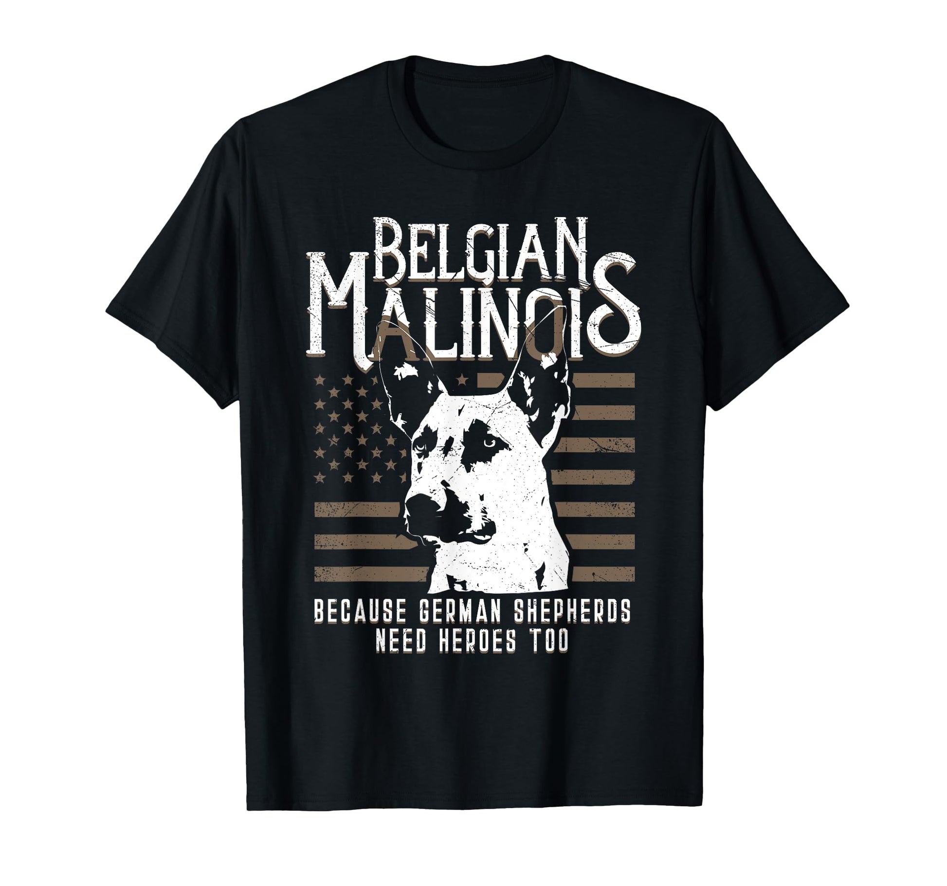 Belgian Malinois American Flag T-Shirt - Minimalist Print for Adults - T-Shirt, Sweatshirt, Hoodie