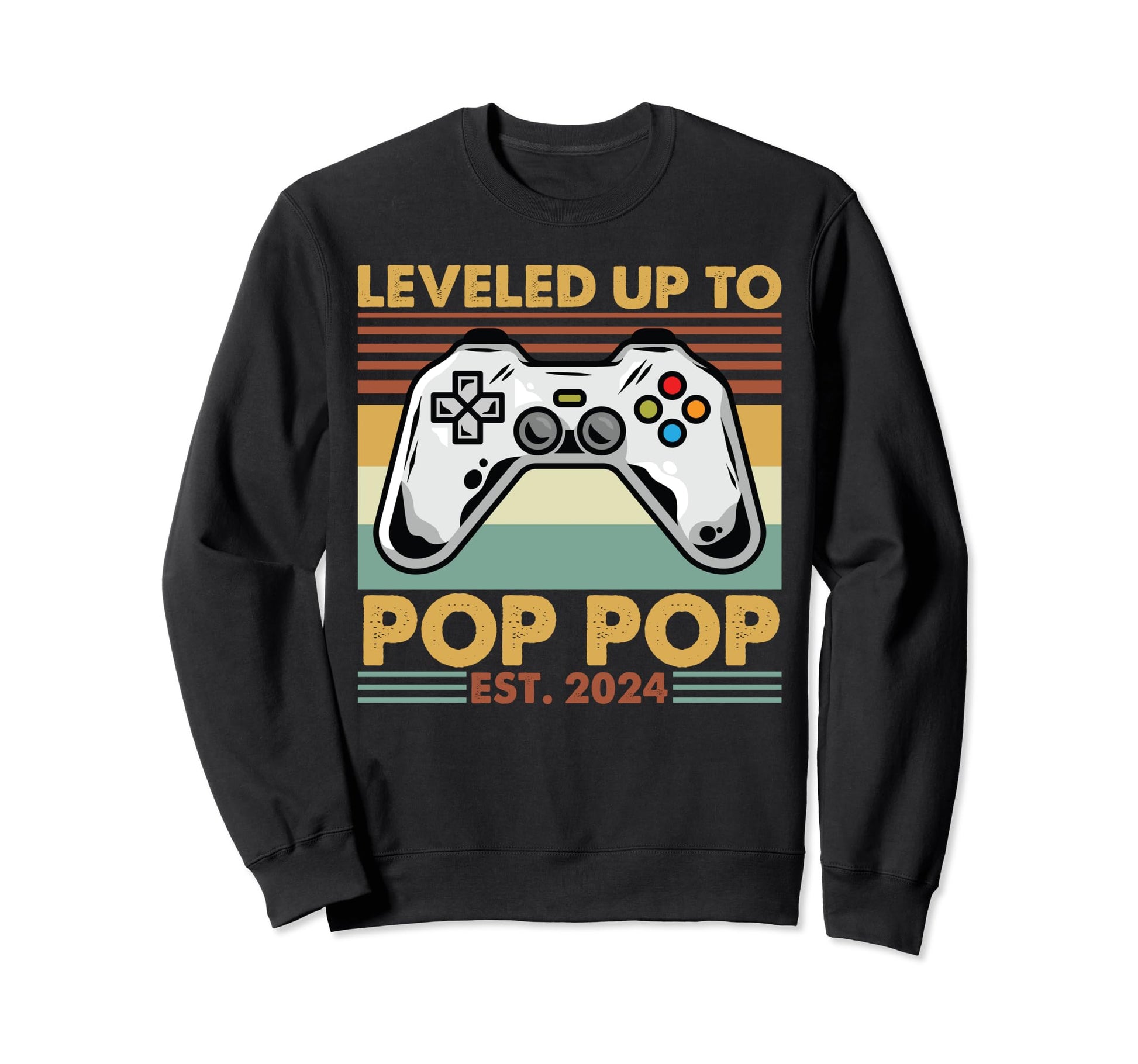 Leveled Up To Pop Pop Est 2024 Sweatshirt - Minimalist Print Men Women - T-Shirt, Sweatshirt, Hoodie