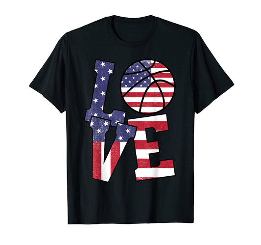 4Th July Love Basketball Patriotic T-Shirt - Streetwear Style Men Women - T-Shirt, Sweatshirt, Hoodie