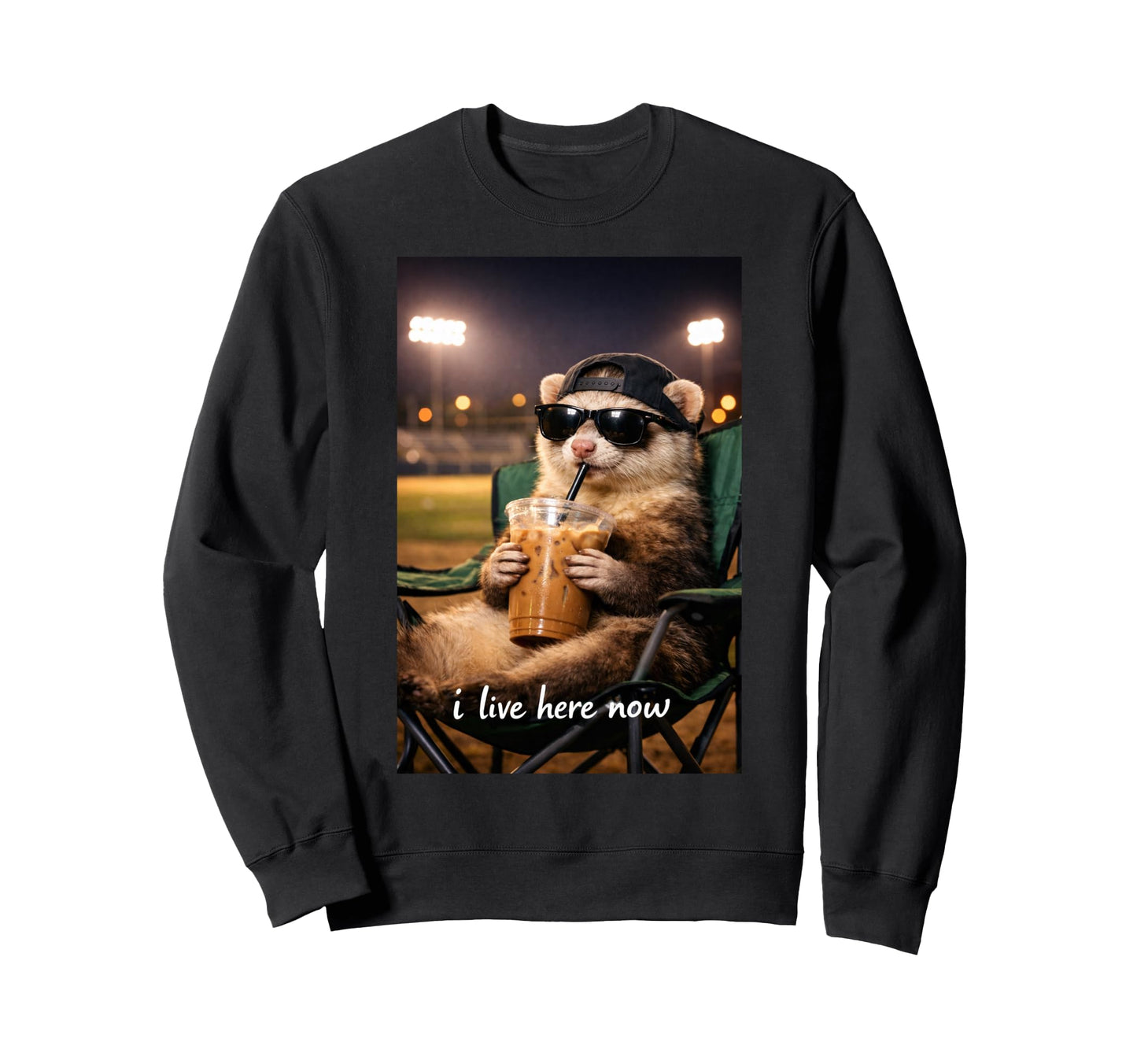 Funny Ferrets Ballfield Baseball Sweatshirt - Novelty Apparel for Adults - T-Shirt, Sweatshirt, Hoodie