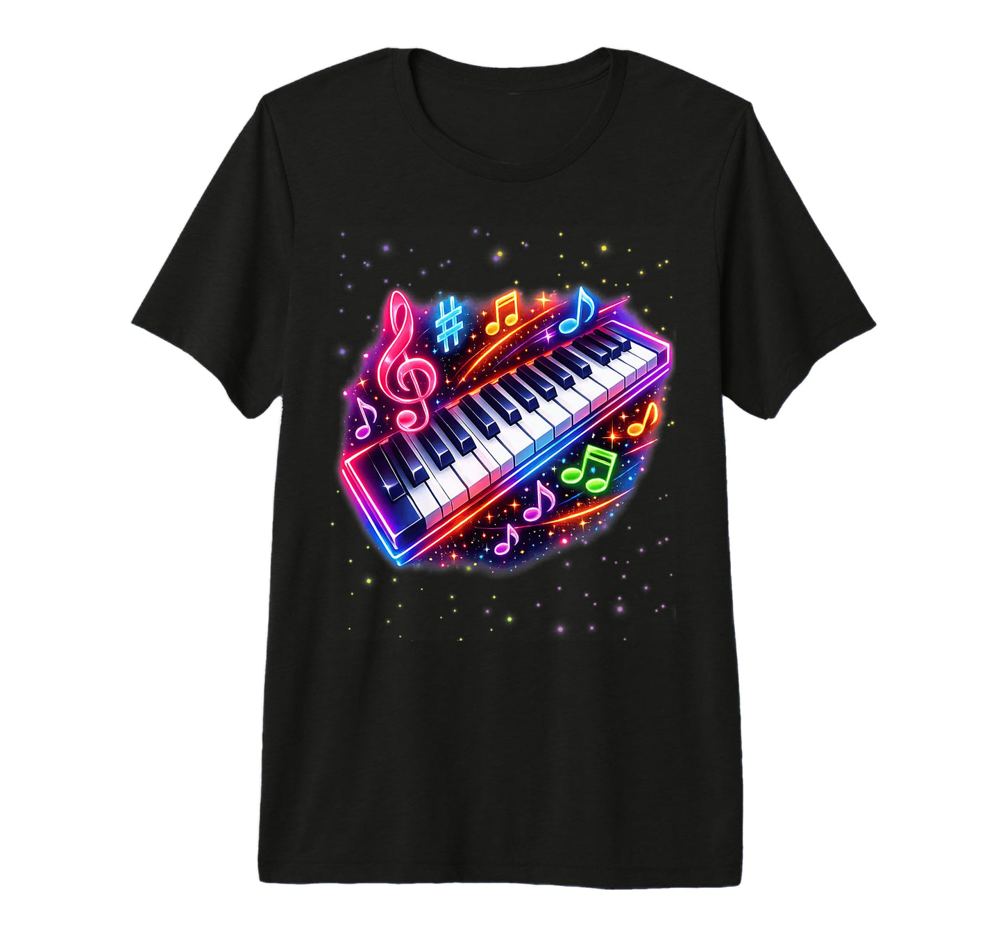 Colorful Piano Keyboard Music Notes T-Shirt - Fun Novelty Design Men Women - T-Shirt, Sweatshirt, Hoodie