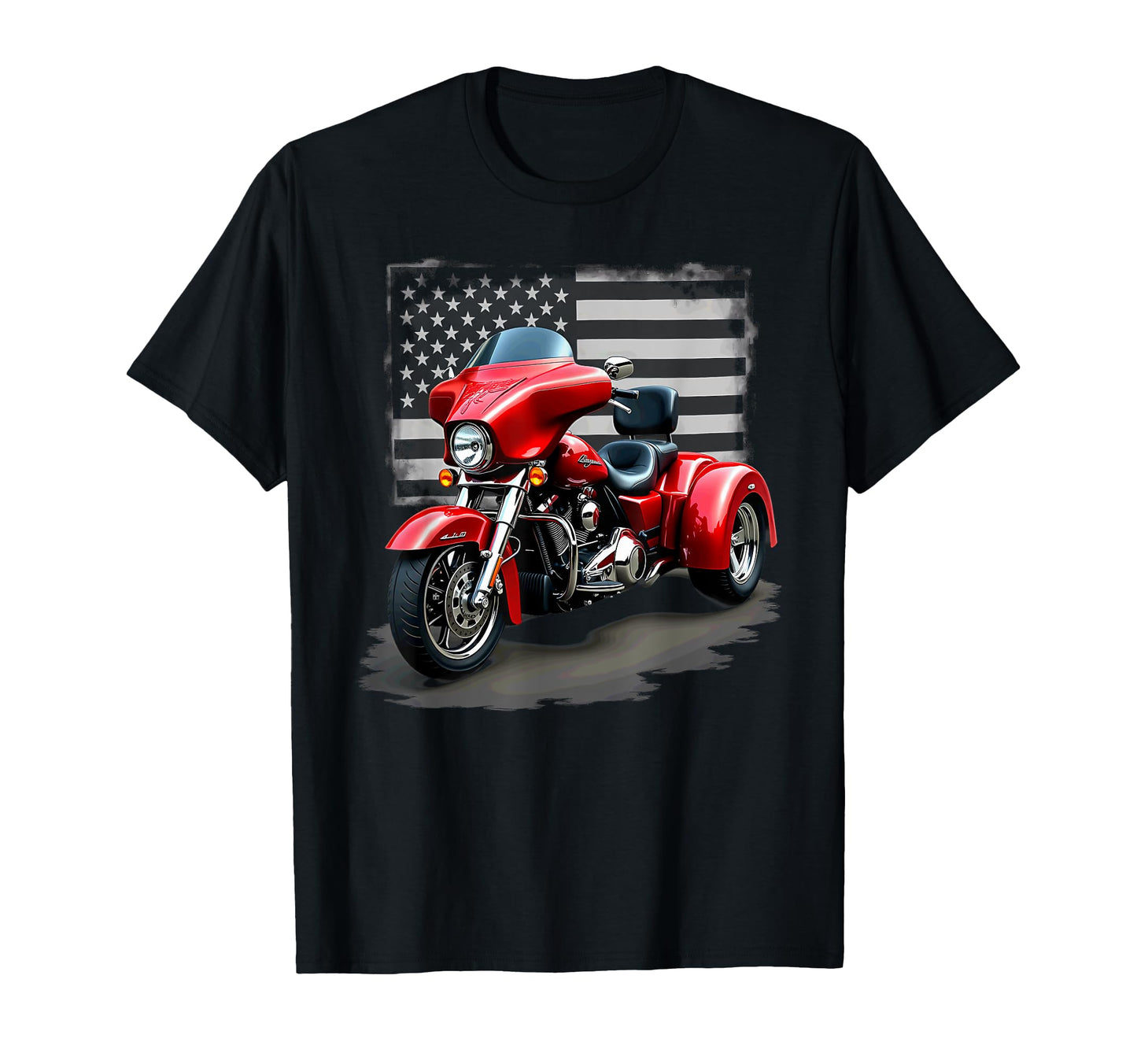 Patriotic Us Flag Motorcycle Trike Biker T-Shirt - Trendy Graphic Men Women - T-Shirt, Sweatshirt, Hoodie