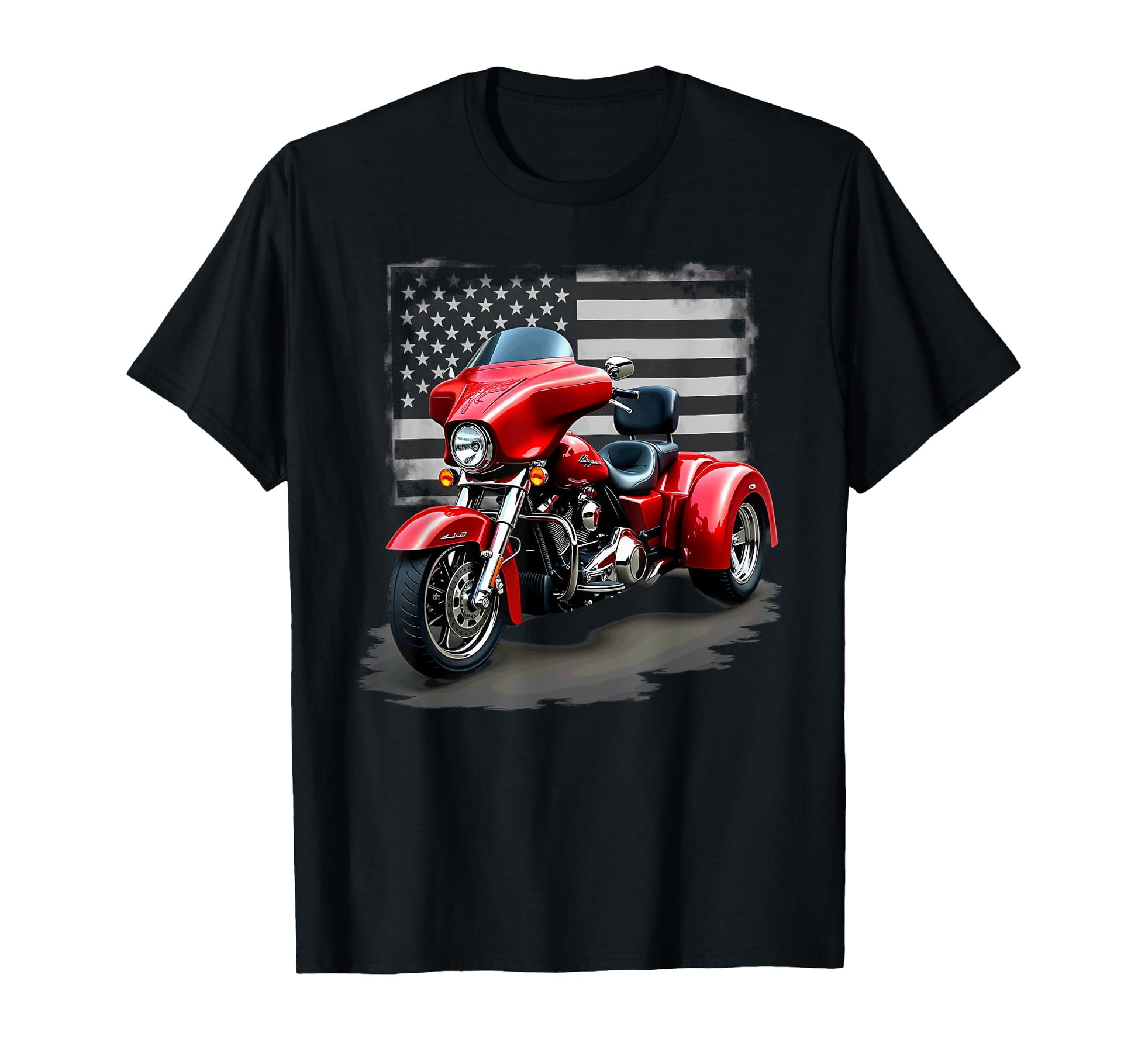 Patriotic Us Flag Motorcycle Trike Biker T-Shirt - Trendy Graphic Men Women - T-Shirt, Sweatshirt, Hoodie