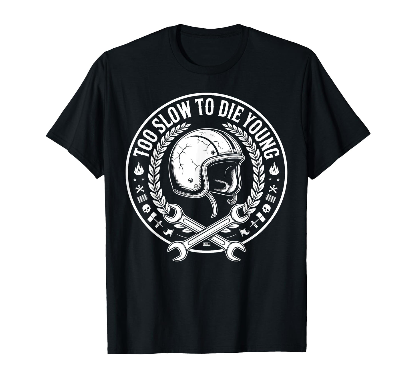 Too Slow To Die Young Motorcycle Helmet T-Shirt - Custom Art Print Unisex - T-Shirt, Sweatshirt, Hoodie