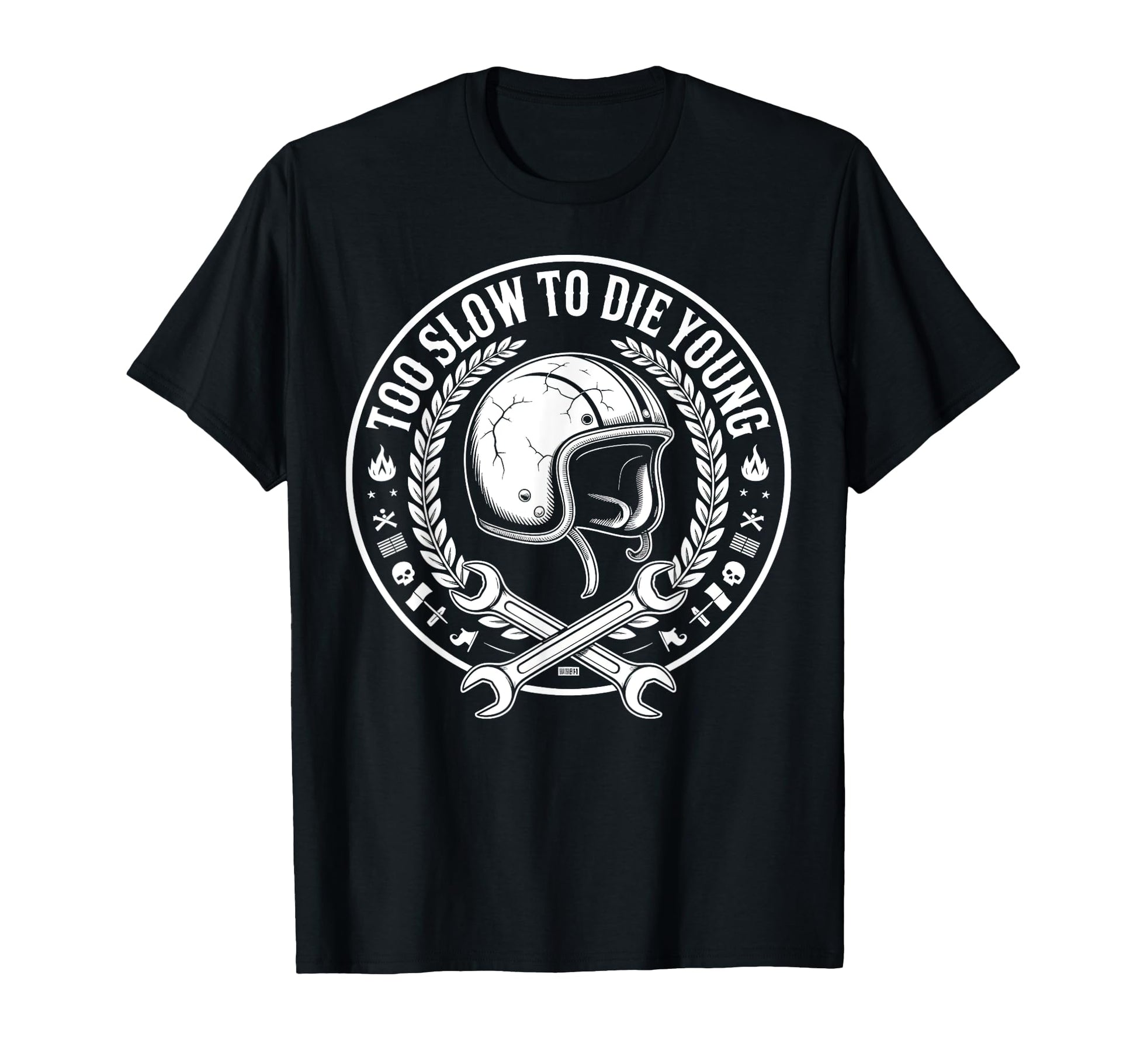 Too Slow To Die Young Motorcycle Helmet T-Shirt - Custom Art Print Unisex - T-Shirt, Sweatshirt, Hoodie