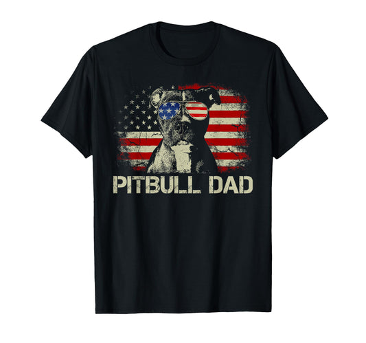 Best Pitbull Dad Ever American Flag 4Th T-Shirt - Unique Graphic Unisex - T-Shirt, Sweatshirt, Hoodie