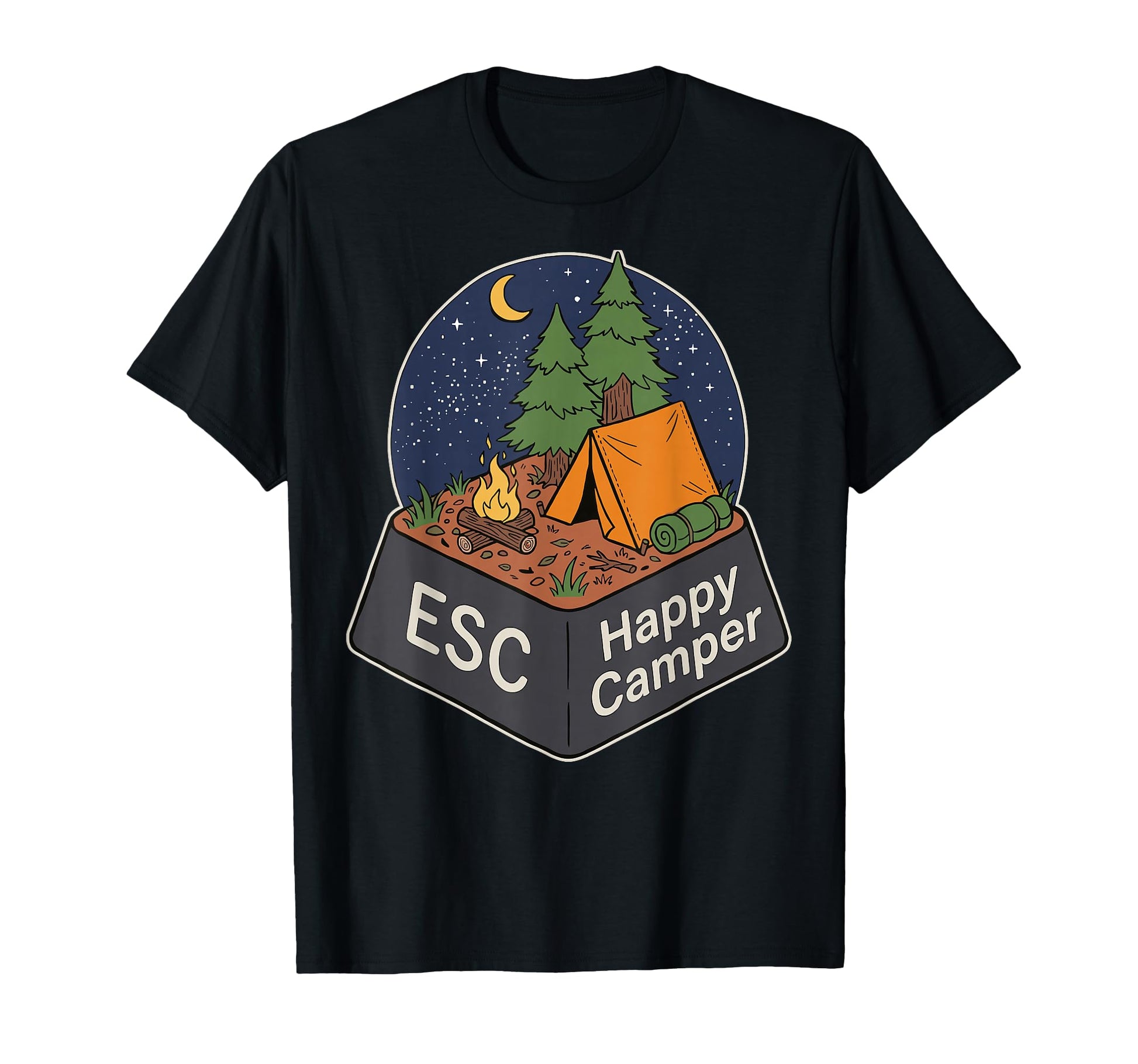 Funny Happy Camper Camping Hiking T-Shirt - Graphic Print for Adults - T-Shirt, Sweatshirt, Hoodie