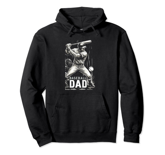 Baseball Dad Fathers Day Hoodie - Fun Novelty Design for Adults - T-Shirt, Sweatshirt, Hoodie
