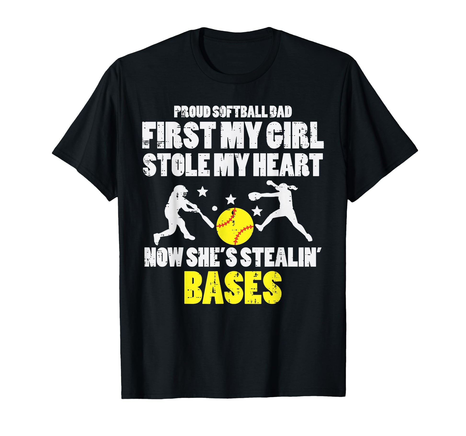 Softball Dad Stole My Heart Stealing T-Shirt - Custom Art Print Unisex - T-Shirt, Sweatshirt, Hoodie